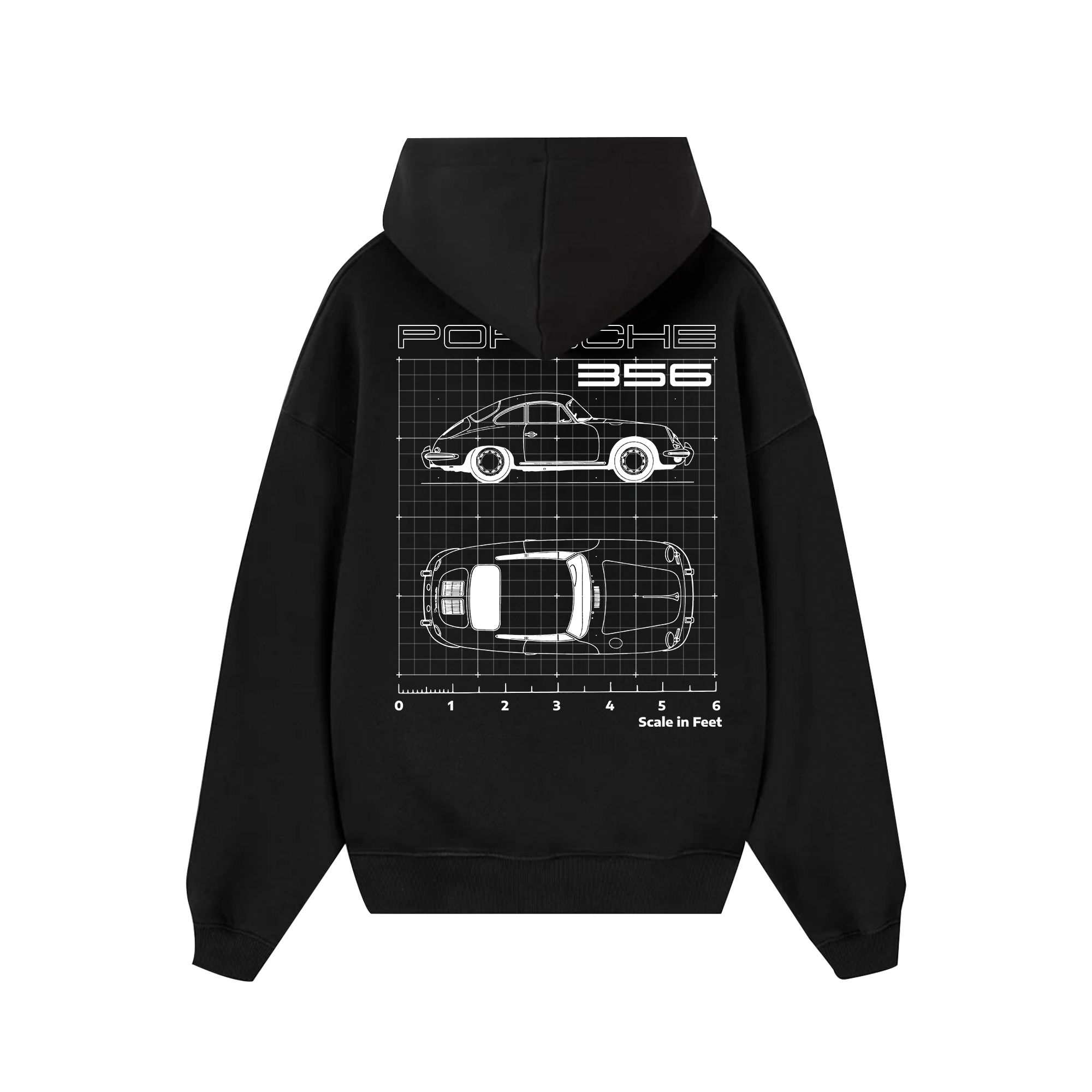 Porsche 356 Scale In Feet Hoodie