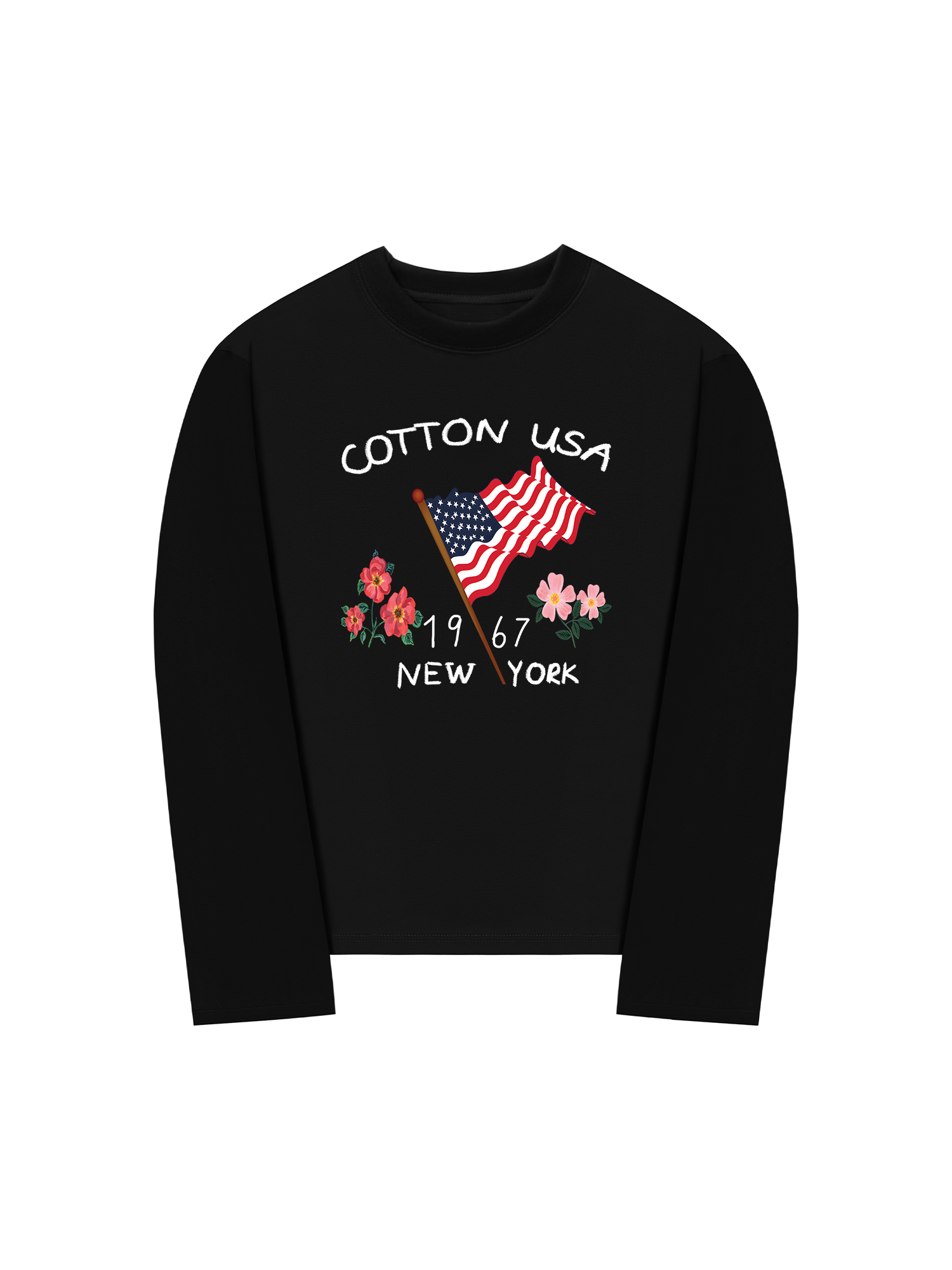 Áo Thun Dài Tay USA Floral Cotton Usa
