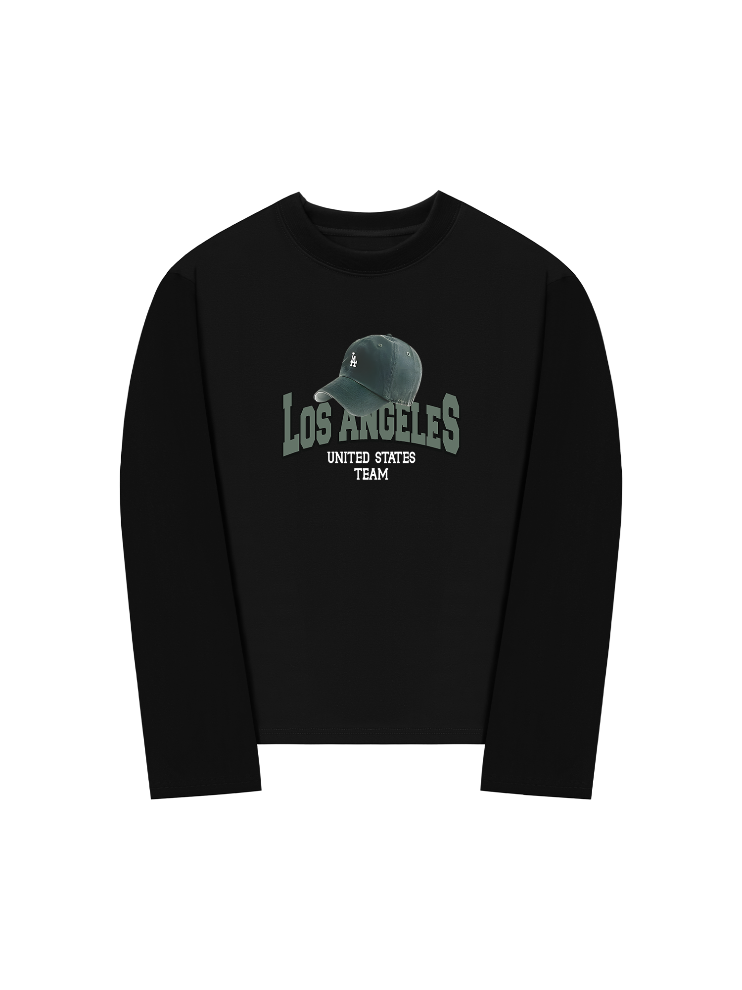 Áo Thun Dài Tay USA Los Ageles Green Hat
