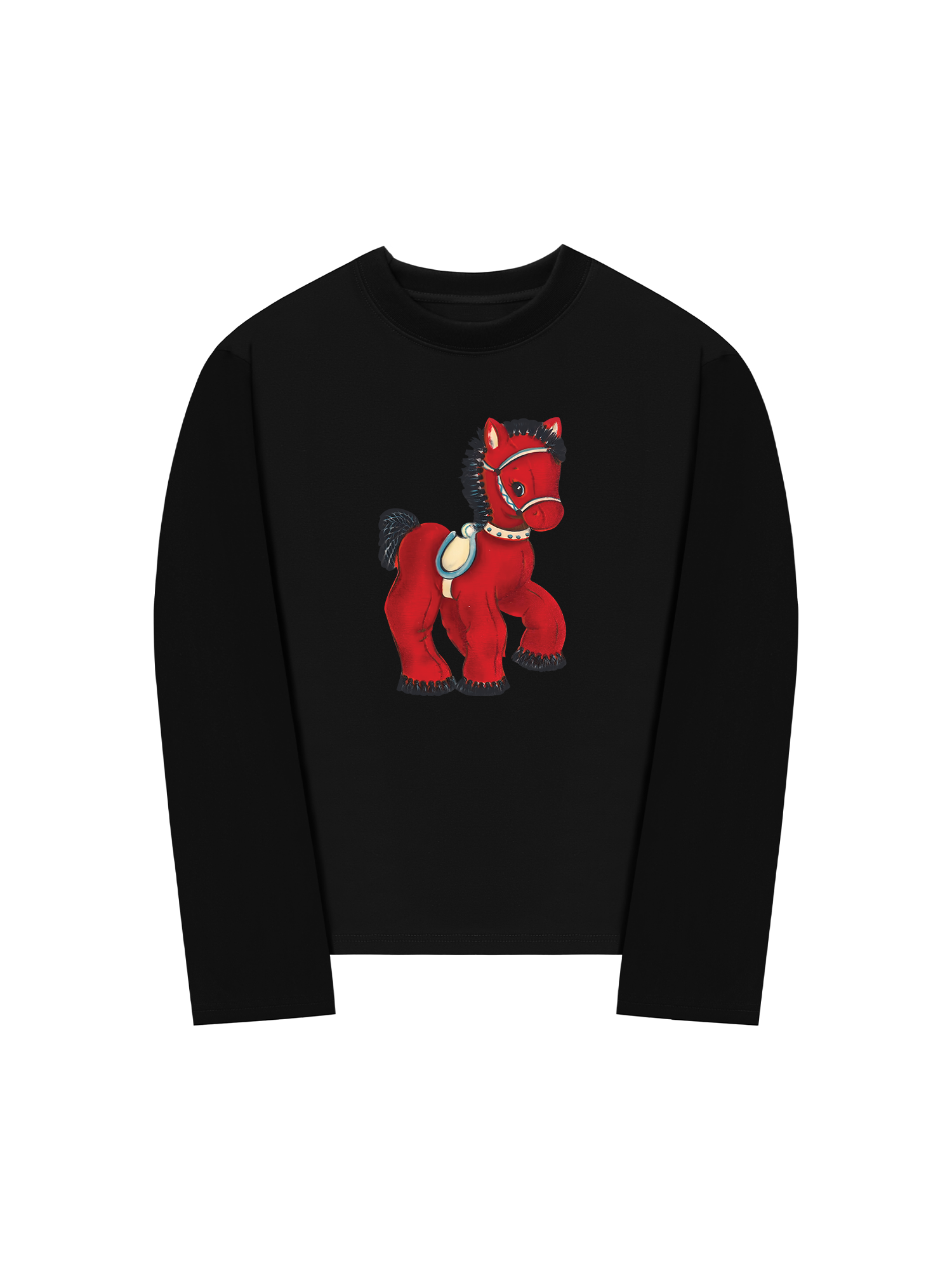 Áo Thun Dài Tay Retro Red Horse
