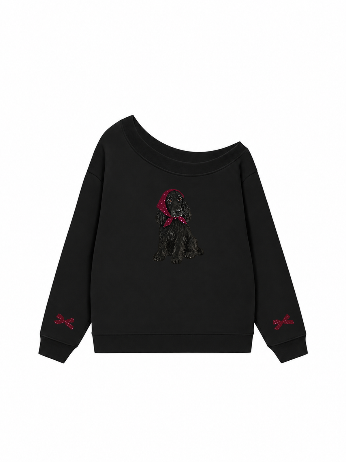 Áo Sweater Lệch Vai Nỉ Hai Da  Burgundy Badana Puppy
