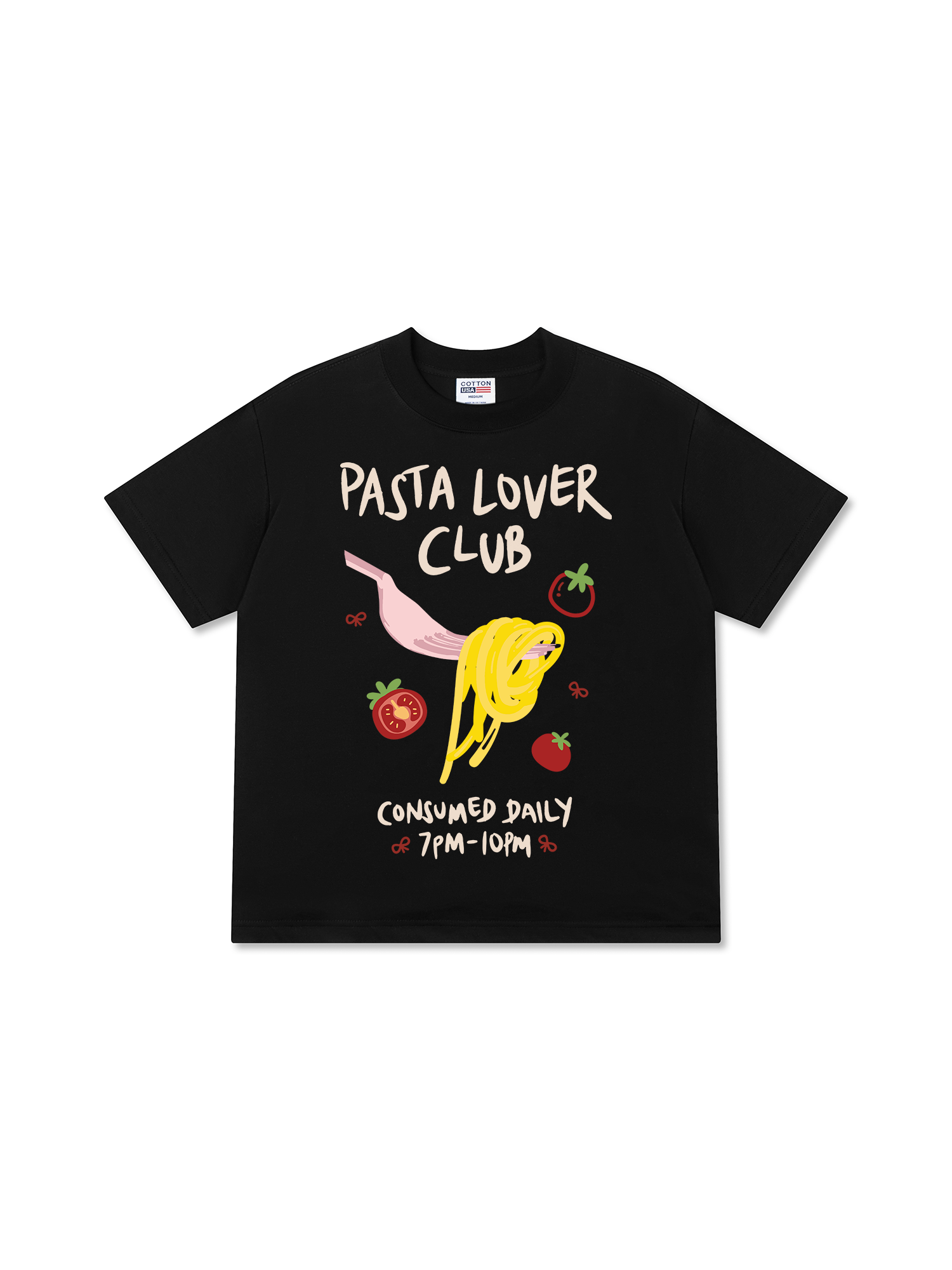 Áo Thun Relaxed Fit Yummy Mood Cute Pasta Lover Club