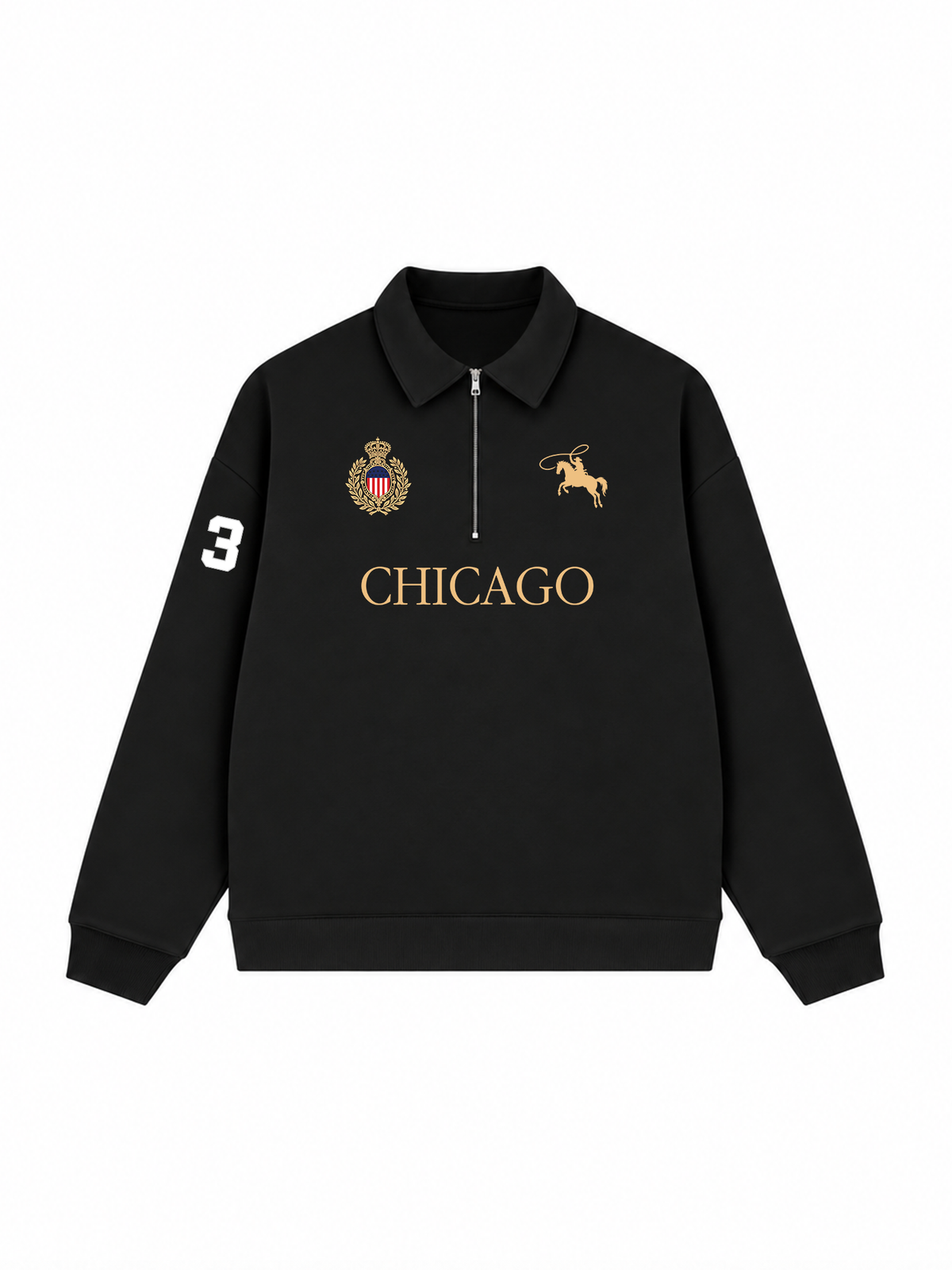 Áo Sweater Polo Nỉ Hai Da Vintage Chicago