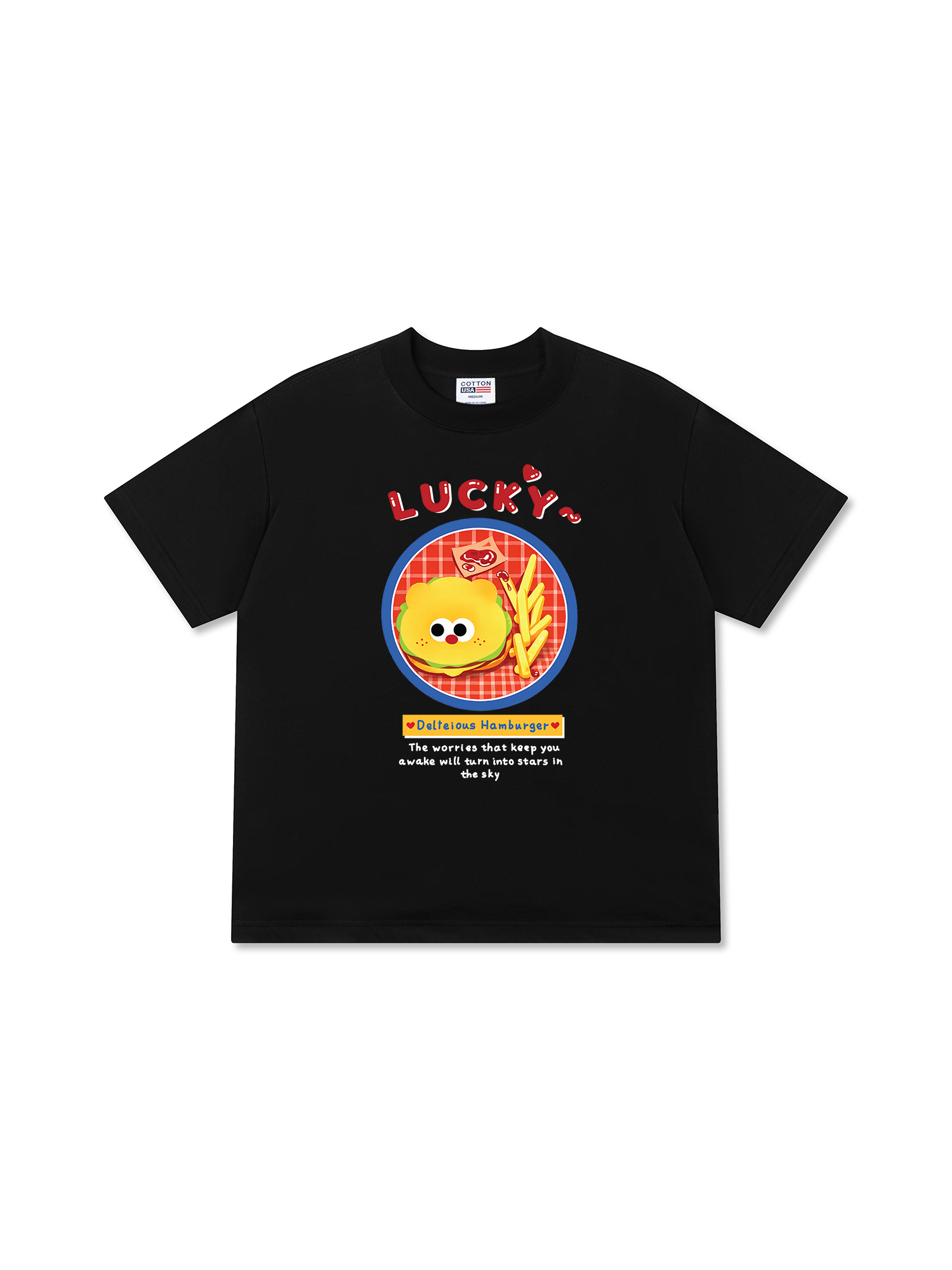 Áo Thun Relaxed Fit Yummy Mood Lucky Hamburger