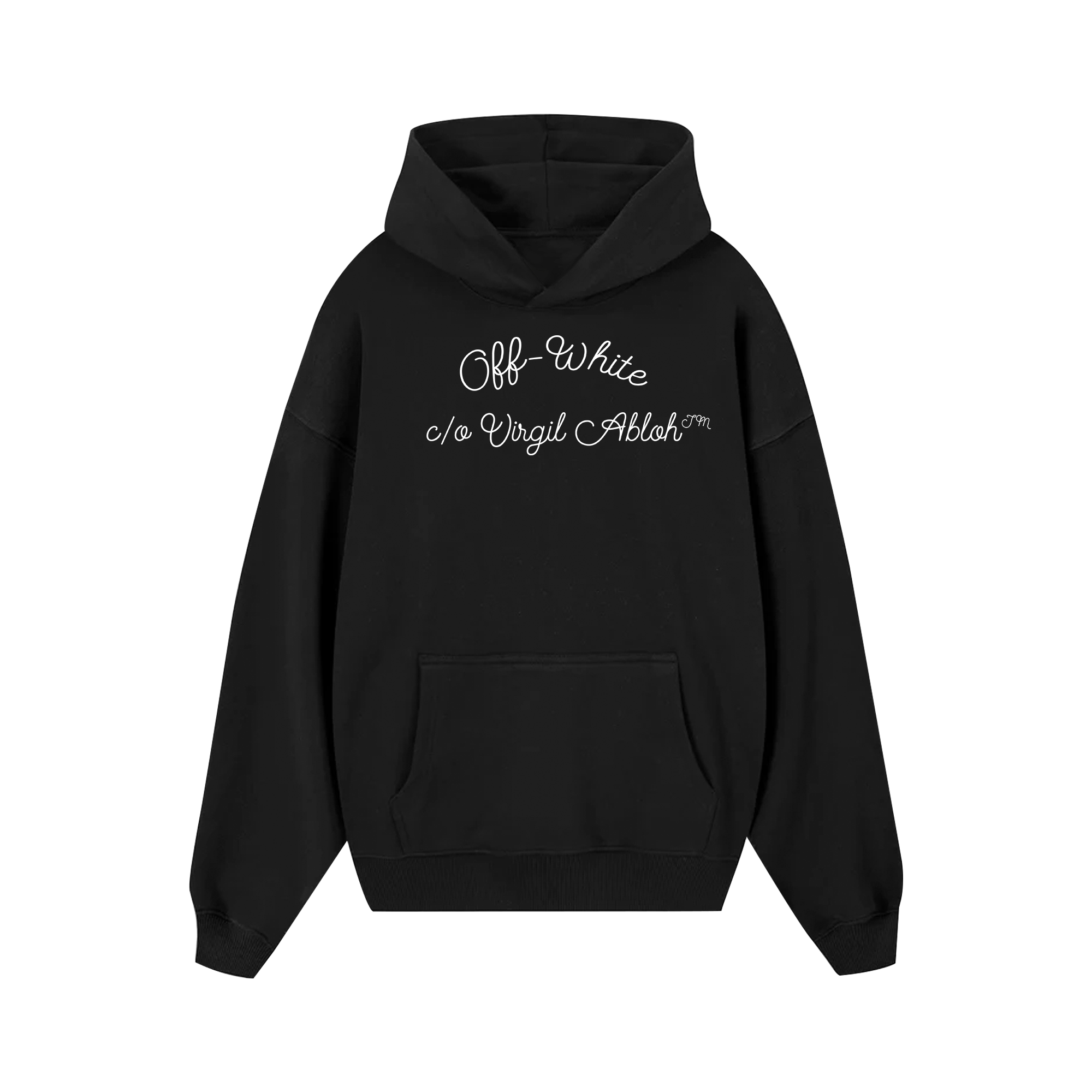 Off White Embr Script Type Fitted Hoodie