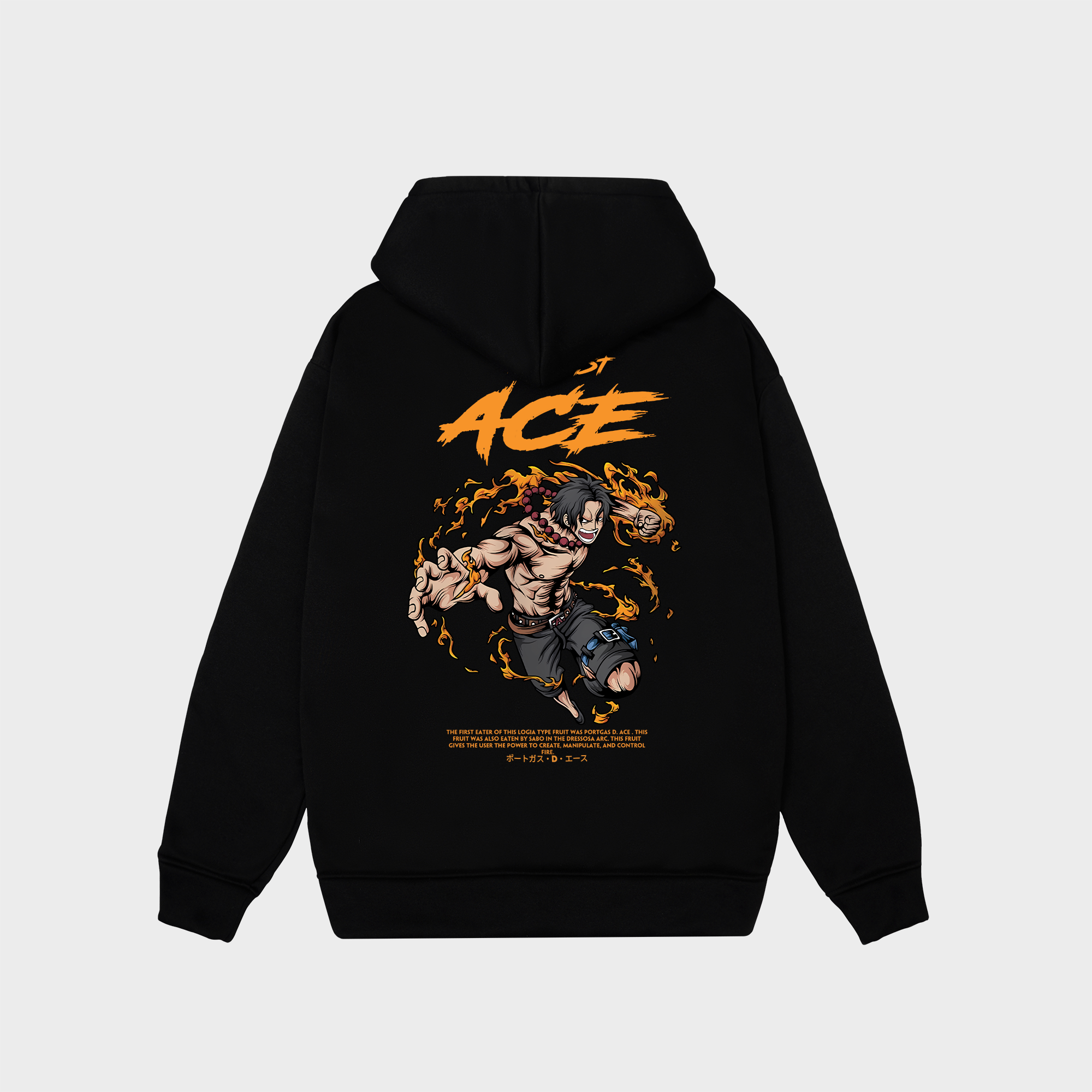 ONE PIECE ACE HOODIE / ĐEN