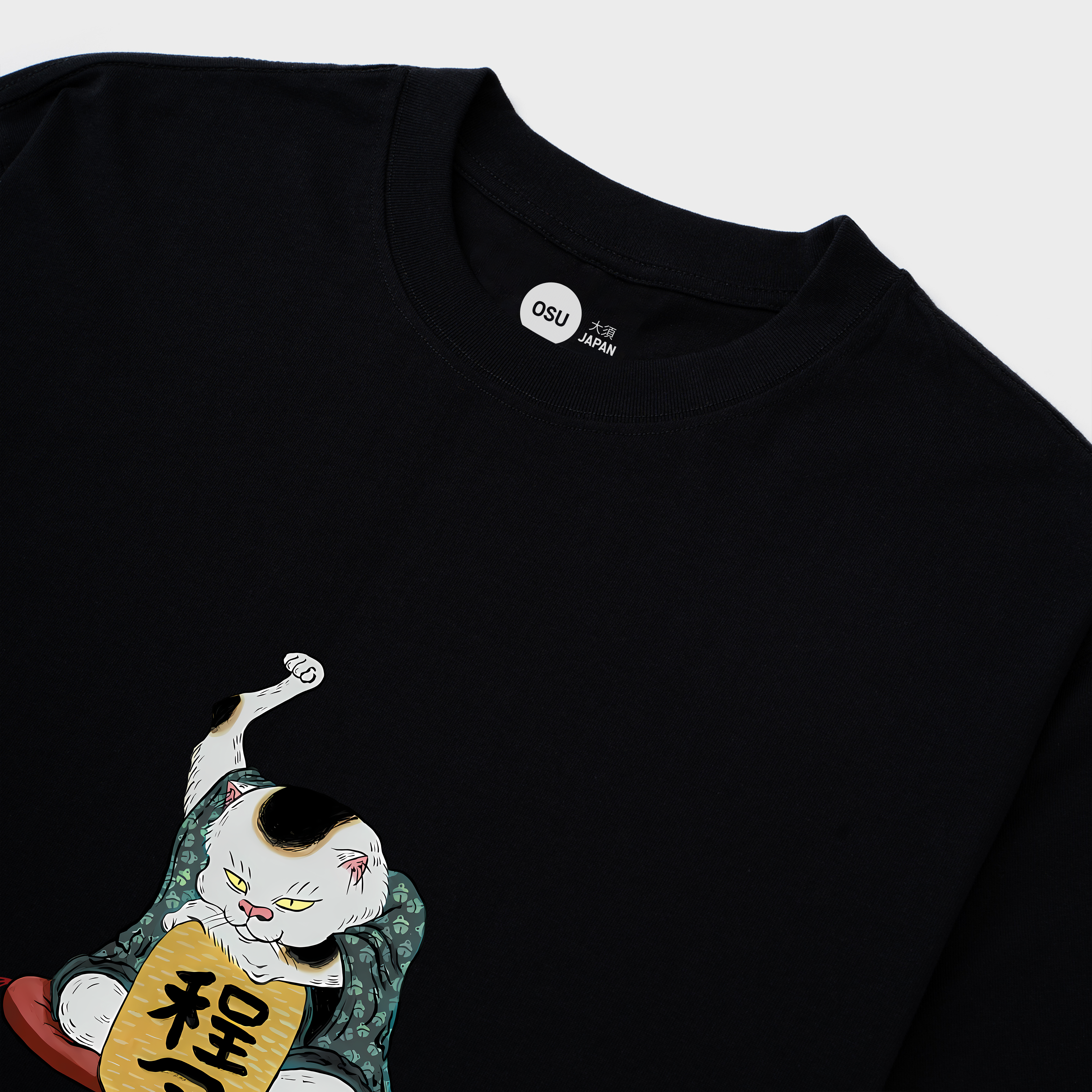 JAPANESE CAT FUNNY T-SHIRT / ĐEN