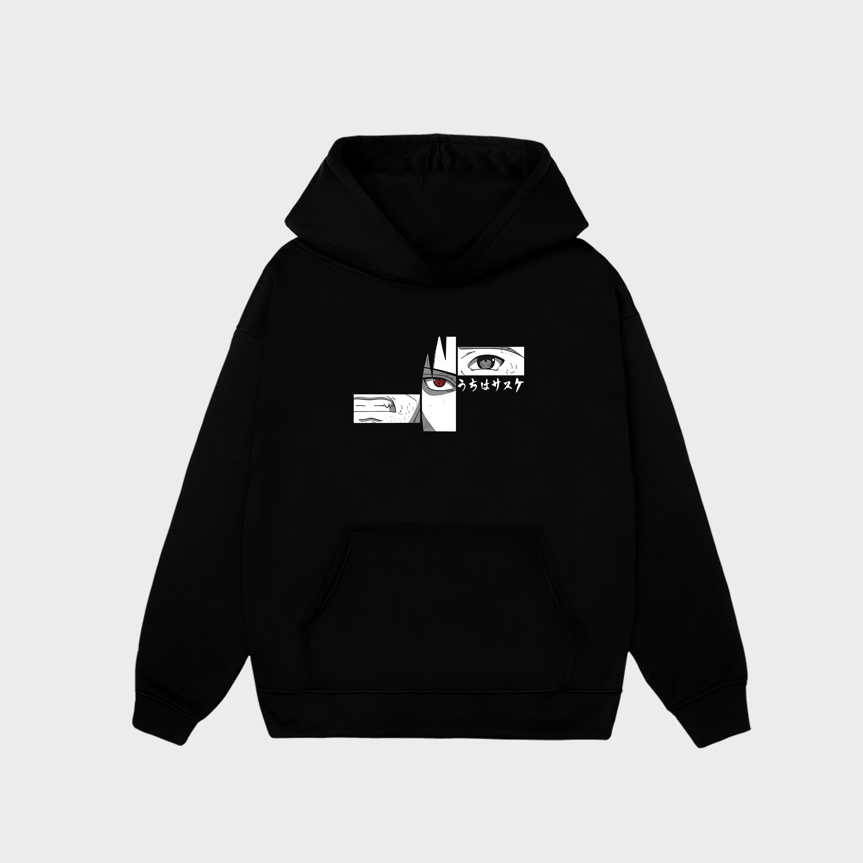 NARUTO SHIPPUDEN SASUKE AND NARUTO PANEL HOODIE / ĐEN