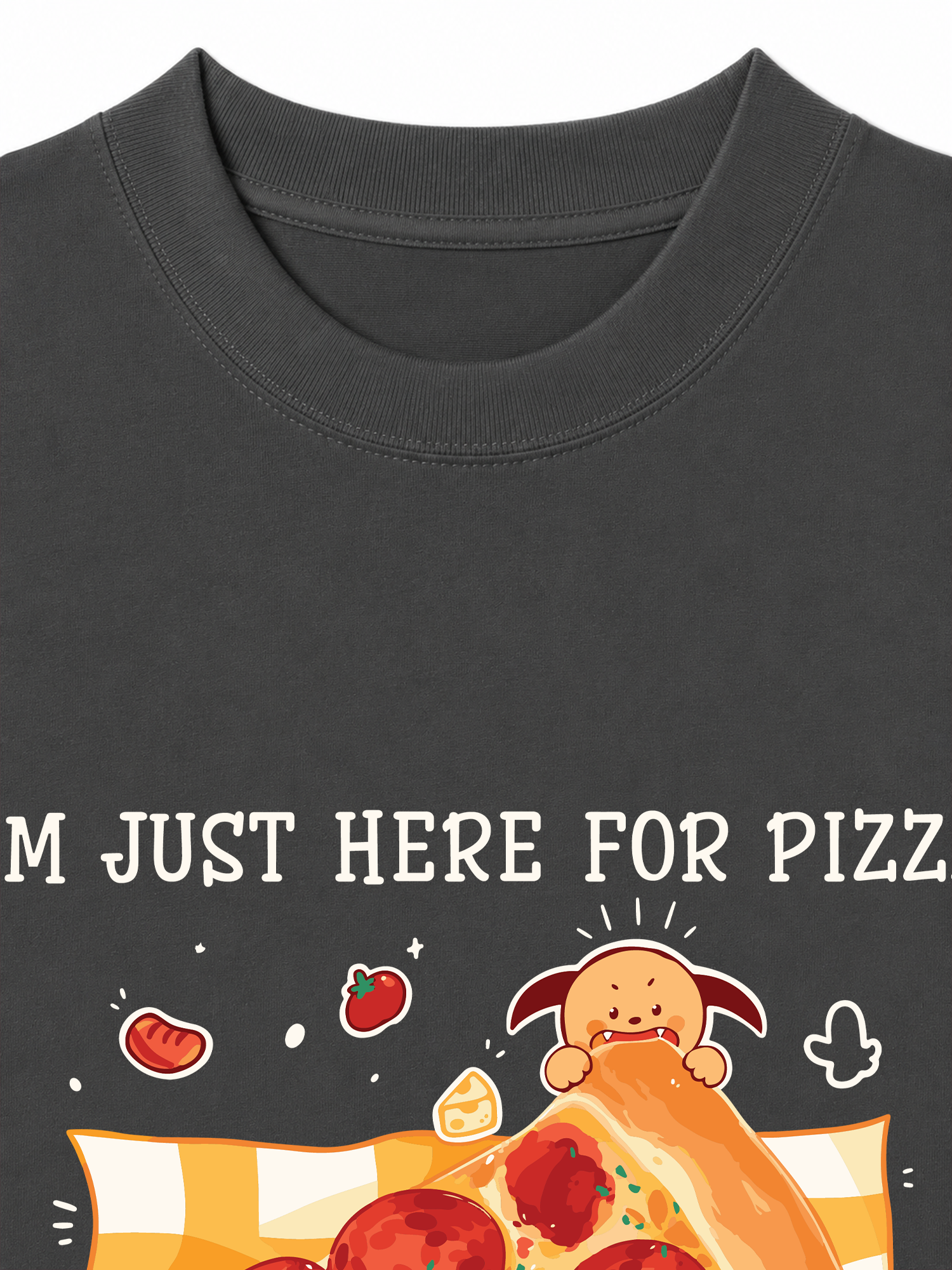 Áo Thun Relaxed Fit Yummy Mood I Just Here For Pizza