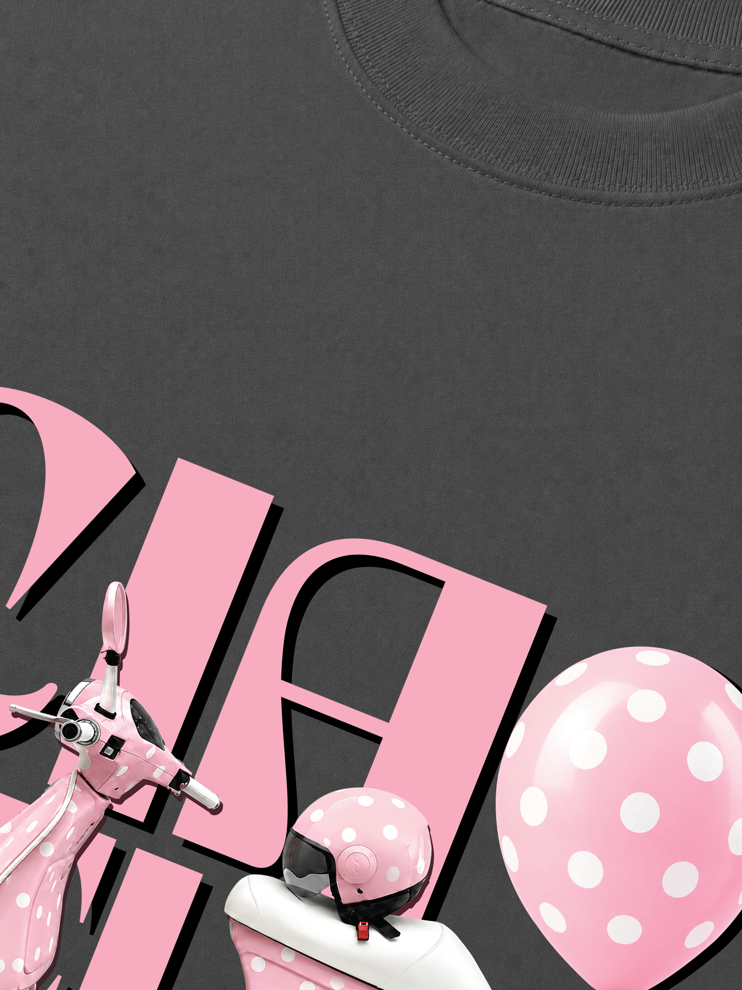 Áo Thun Relaxed Fit Motobike Pink Ciao Bella