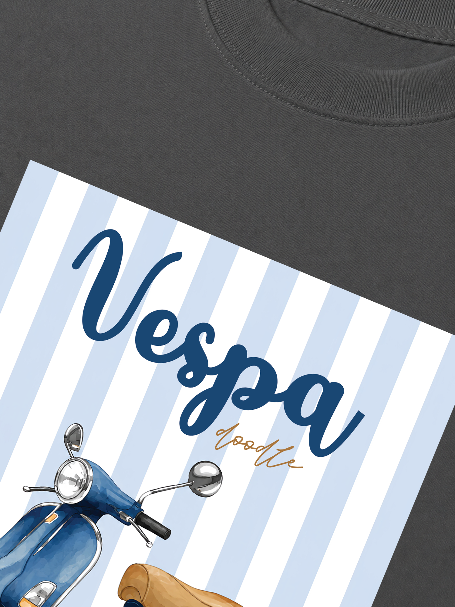 Áo Thun Relaxed Fit Motobike Vespa Doodle