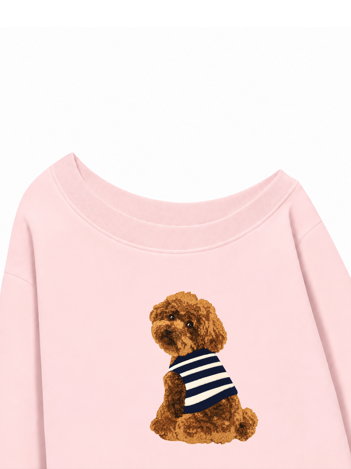 Áo Sweater Lệch Vai Nỉ Hai Da Blush Fawn