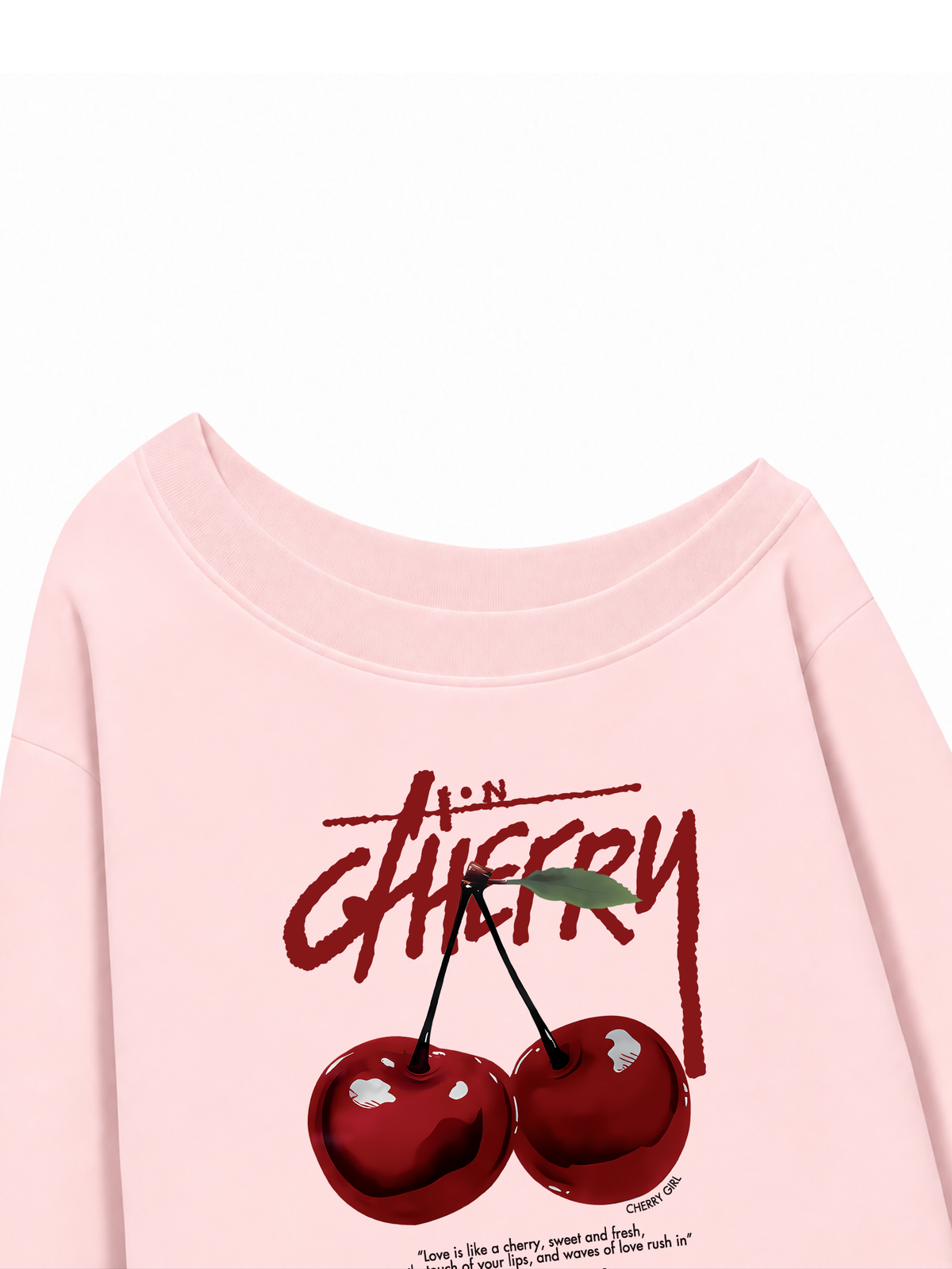 Áo Sweater Lệch Vai Nỉ Hai Da Cherry X Cotton USA Love