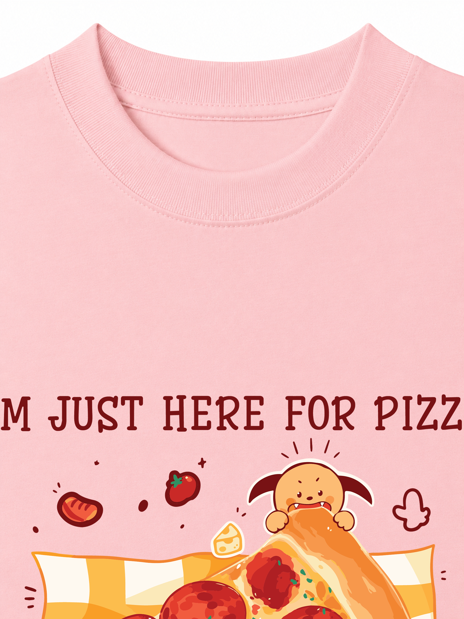 Áo Thun Relaxed Fit Yummy Mood I Just Here For Pizza
