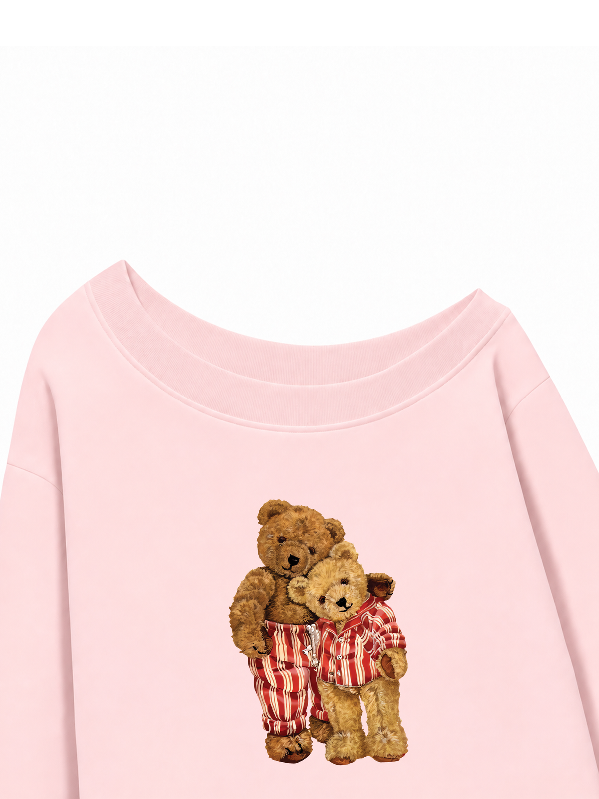 Áo Sweater Lệch Vai Nỉ Hai Da Couple Bear Go To Bed