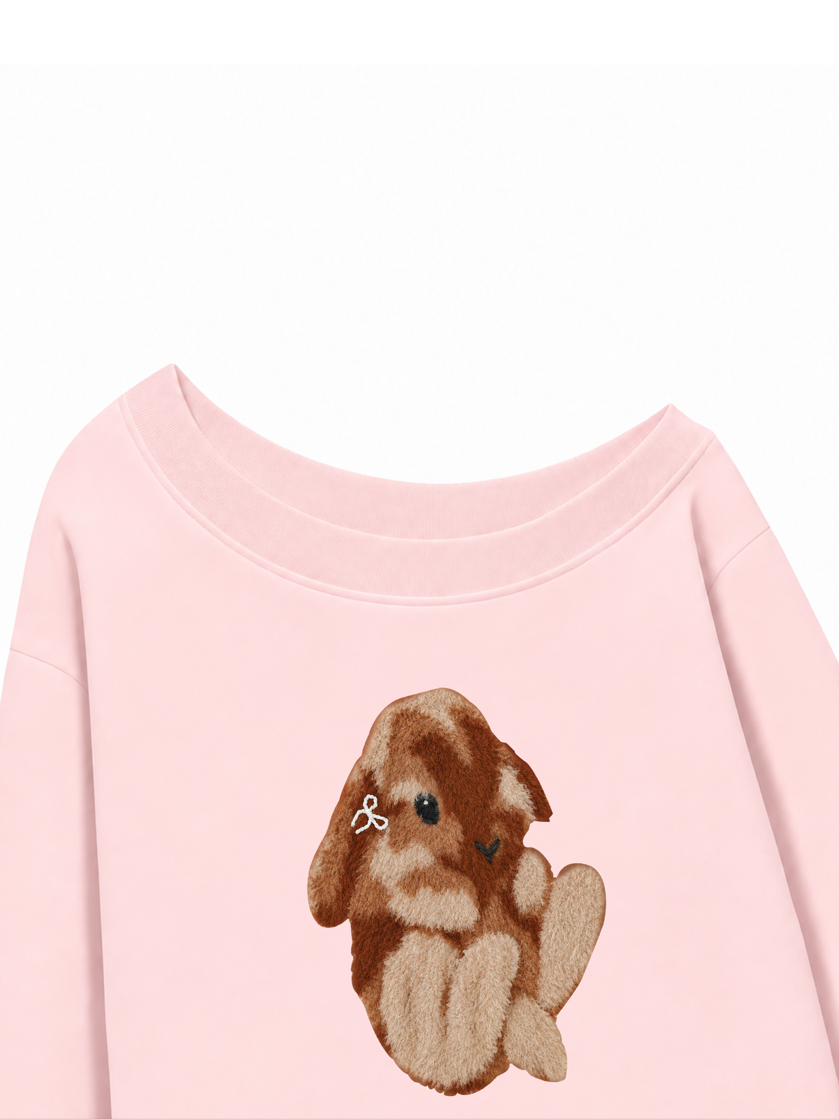 Áo Sweater Lệch Vai Nỉ Hai Da  Cute Bunny