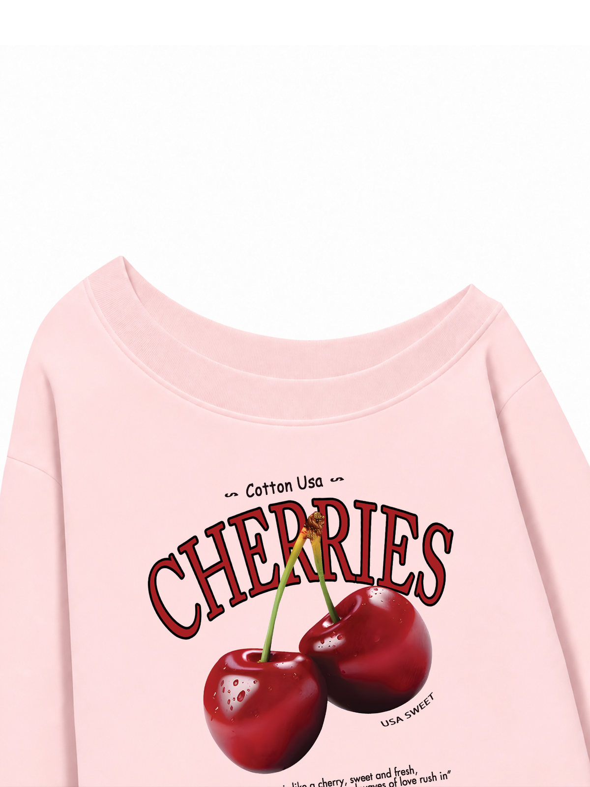 Áo Sweater Lệch Vai Nỉ Hai Da Tropical Cherries Sweet