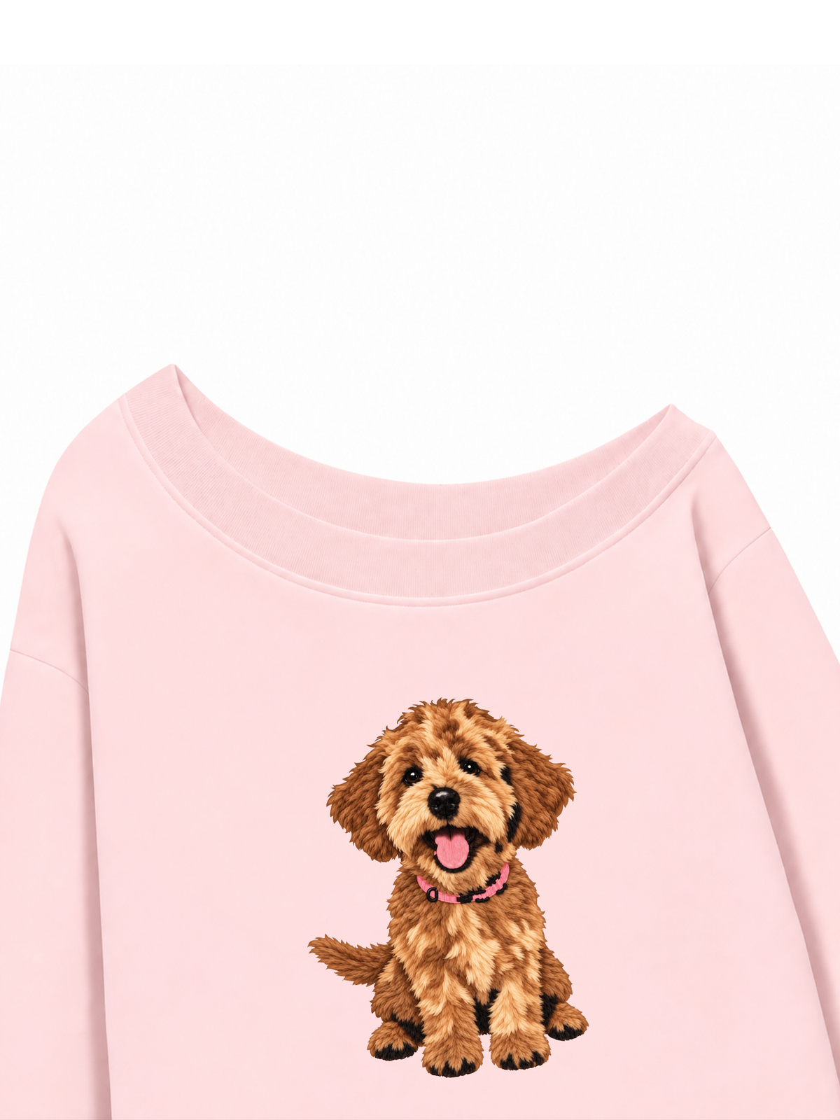 Áo Sweater Lệch Vai Nỉ Hai Da  Cute Brown Puppy
