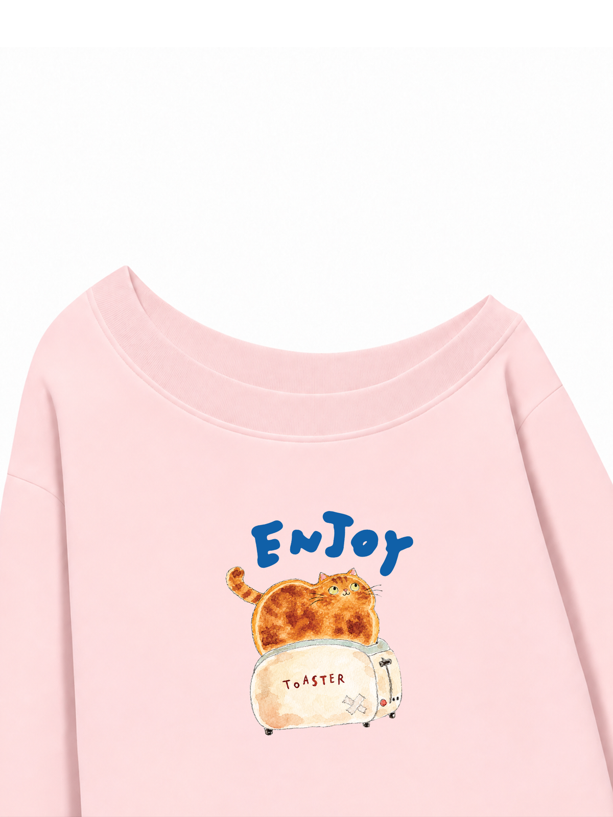 Áo Sweater Lệch Vai Nỉ Hai Da Enjoy Cat Toaster