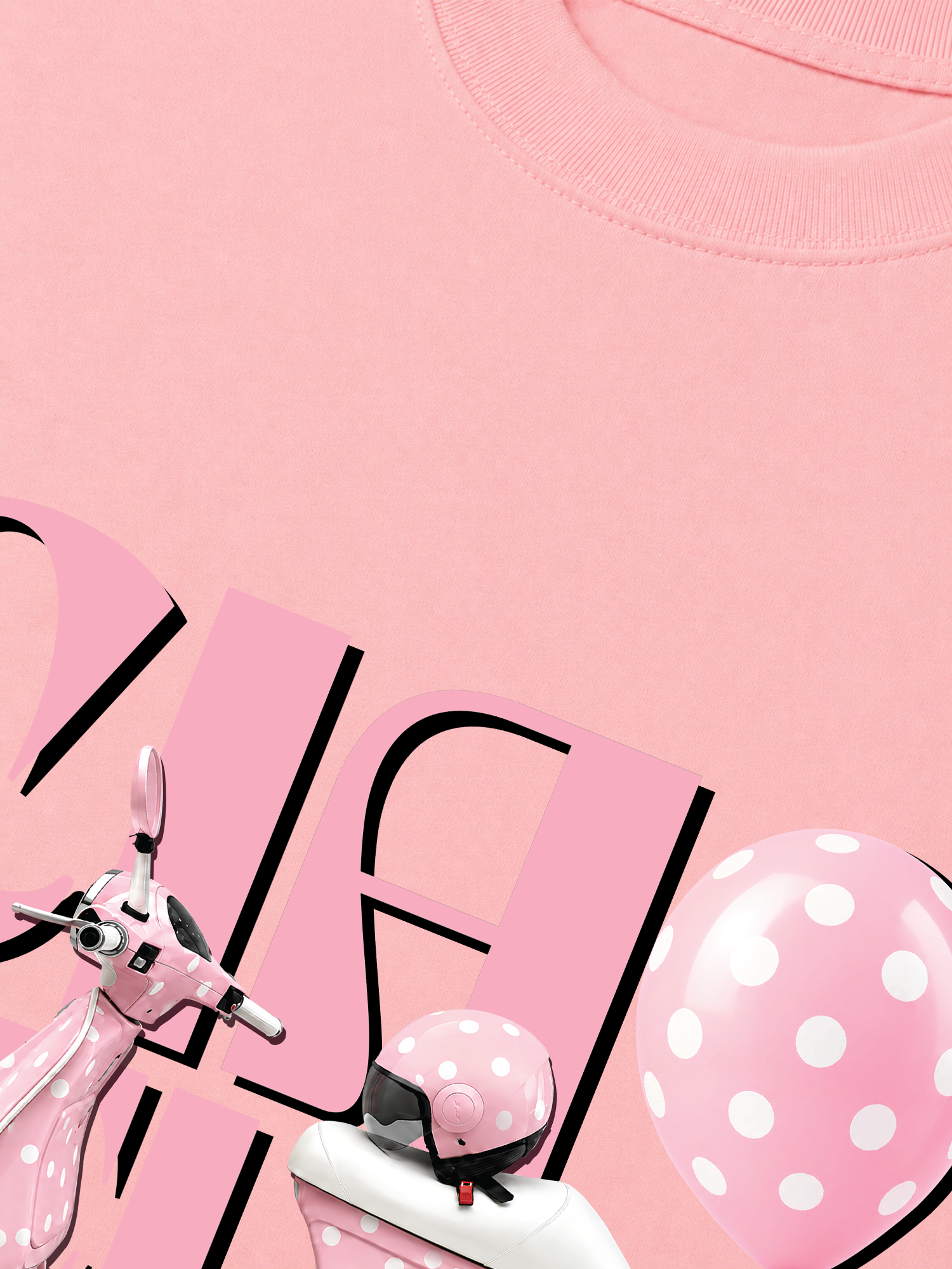 Áo Thun Relaxed Fit Motobike Pink Ciao Bella