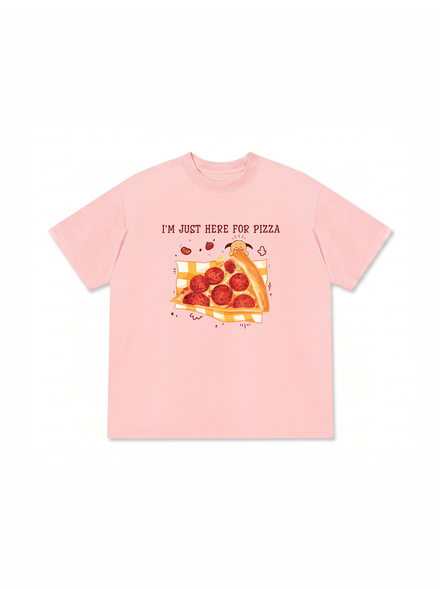 Áo Thun Relaxed Fit Yummy Mood I Just Here For Pizza