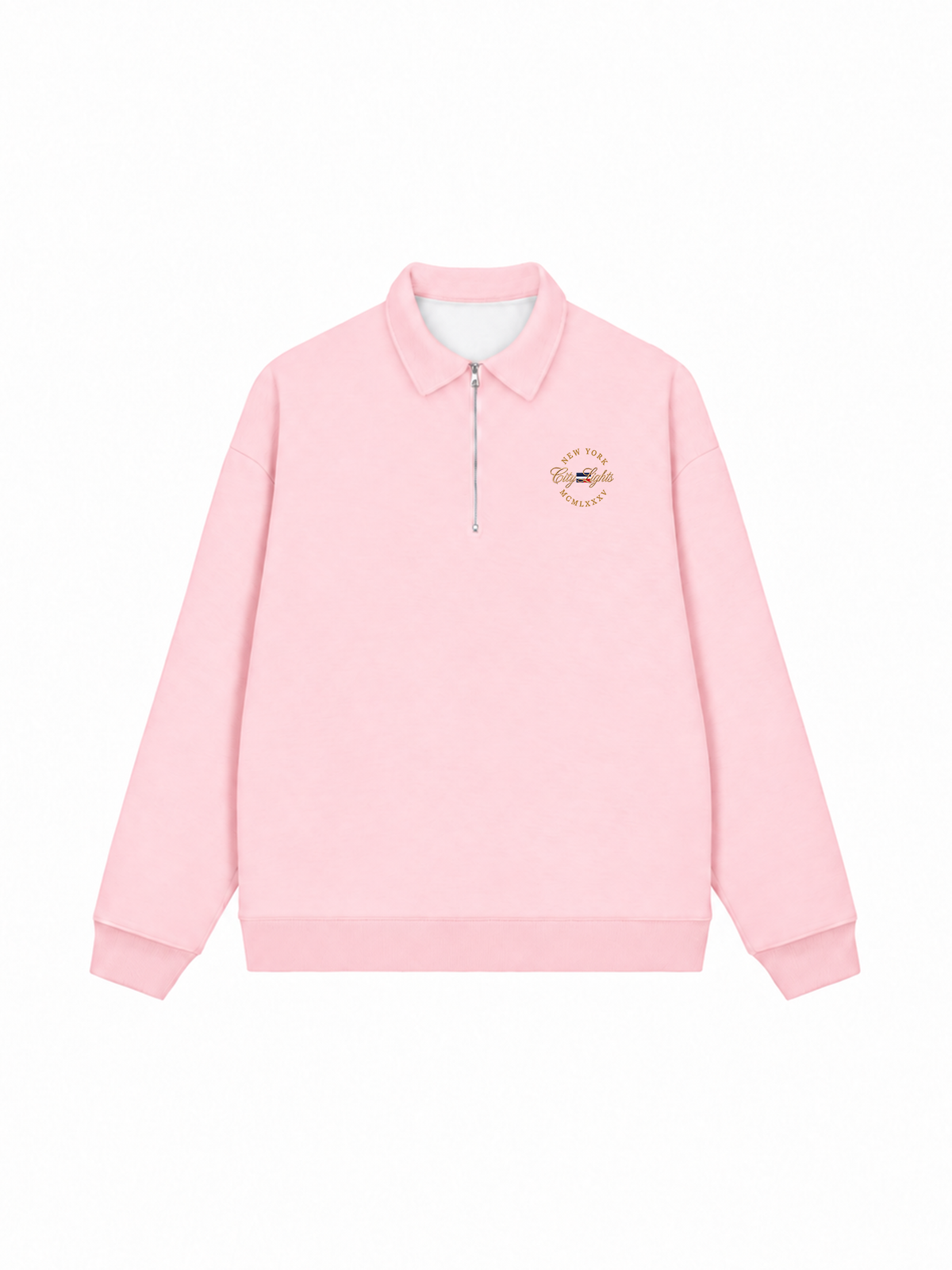 Áo Sweater Polo Nỉ Hai Da City Lights New York