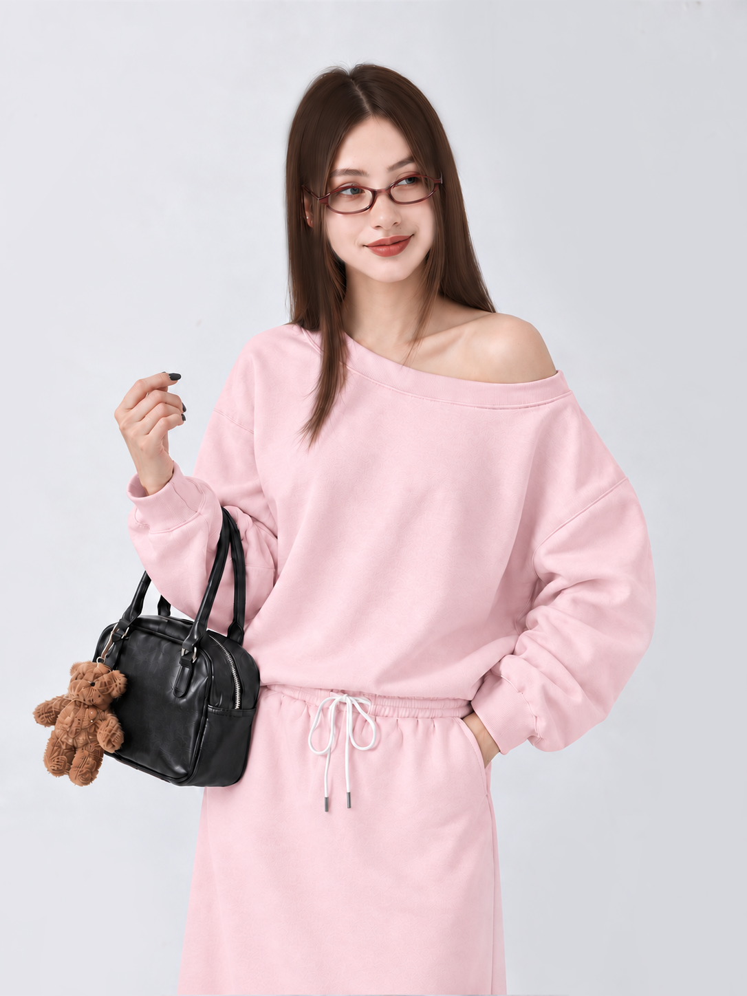Áo Sweater Lệch Vai Nỉ Hai Da Cotton USA Basic