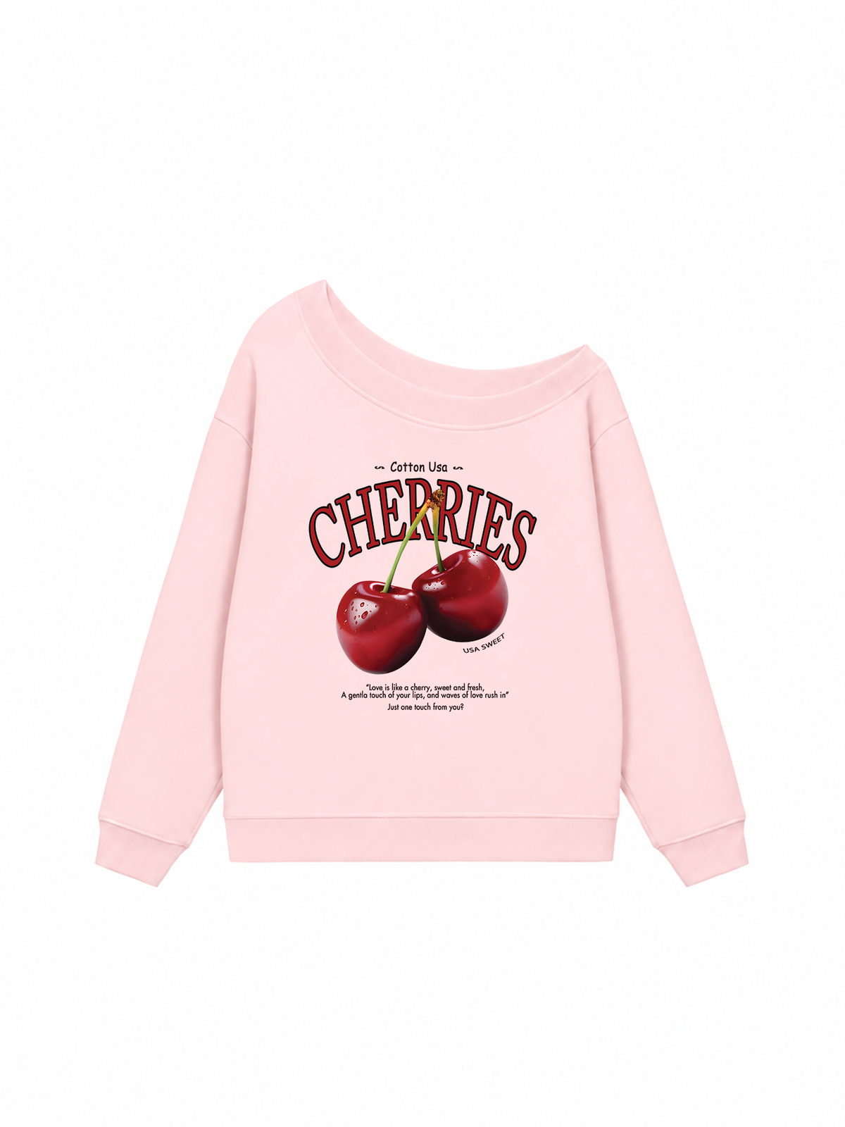 Áo Sweater Lệch Vai Nỉ Hai Da Tropical Cherries Sweet