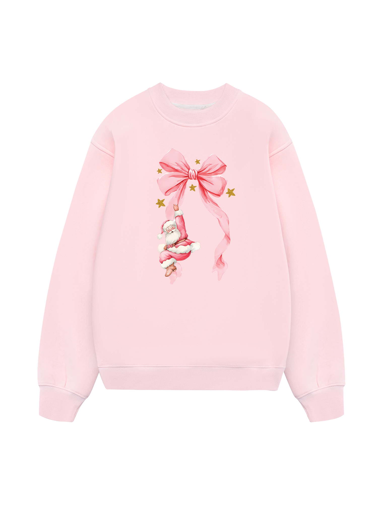 Xmas Pink Bow With Santa Sweater