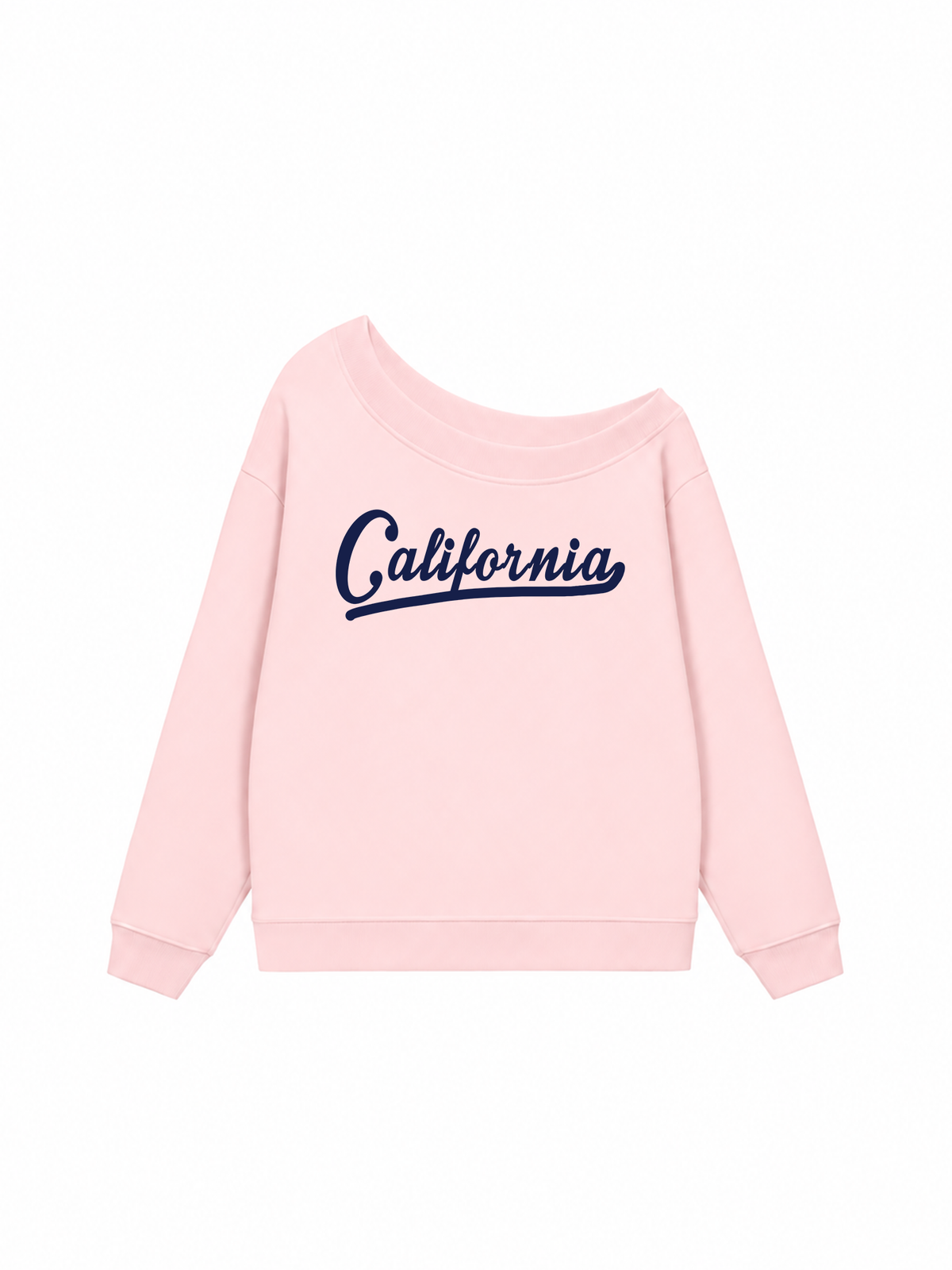 Áo Sweater Lệch Vai Nỉ Hai Da USA Califorinia Blue
