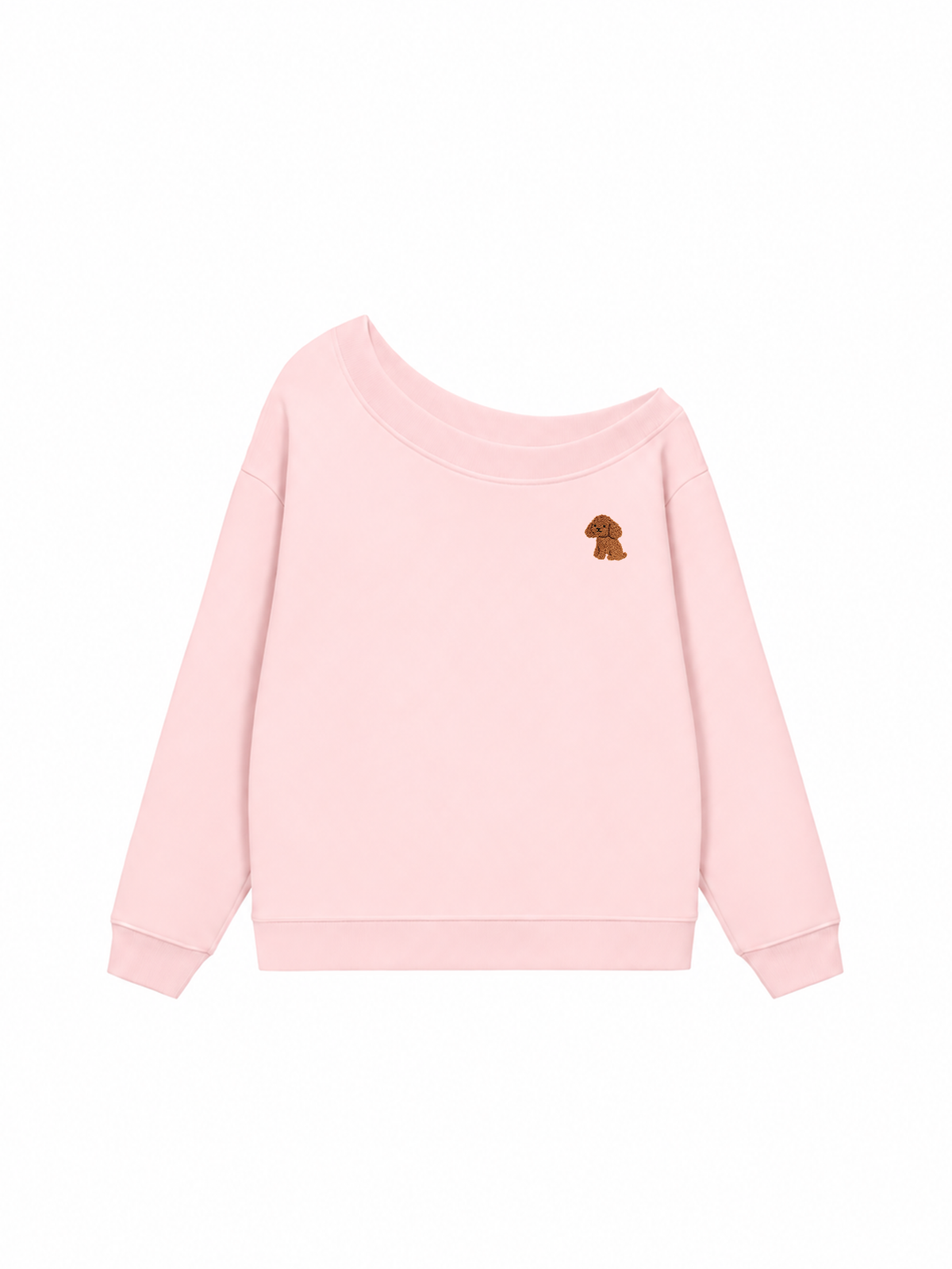Áo Sweater Lệch Vai Nỉ Hai Da Cute Brown Puppy