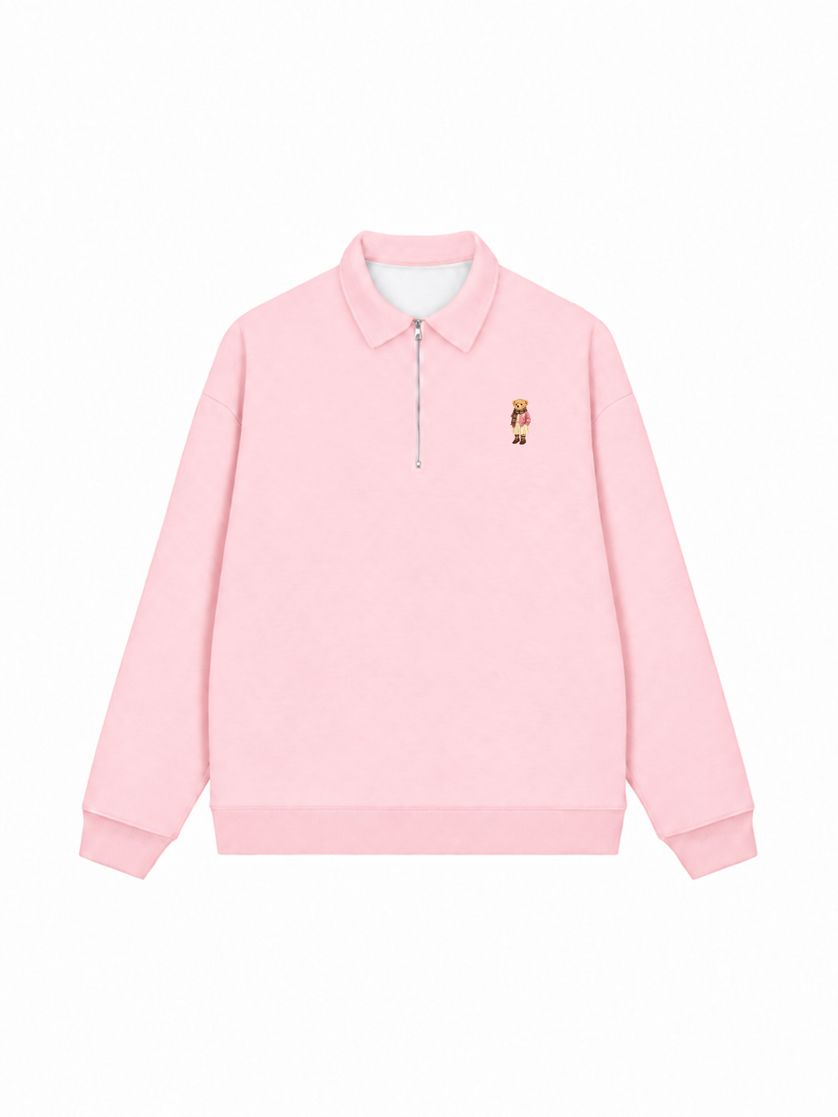 Áo Sweater Polo Nỉ Hai Da Pink Girl Bear