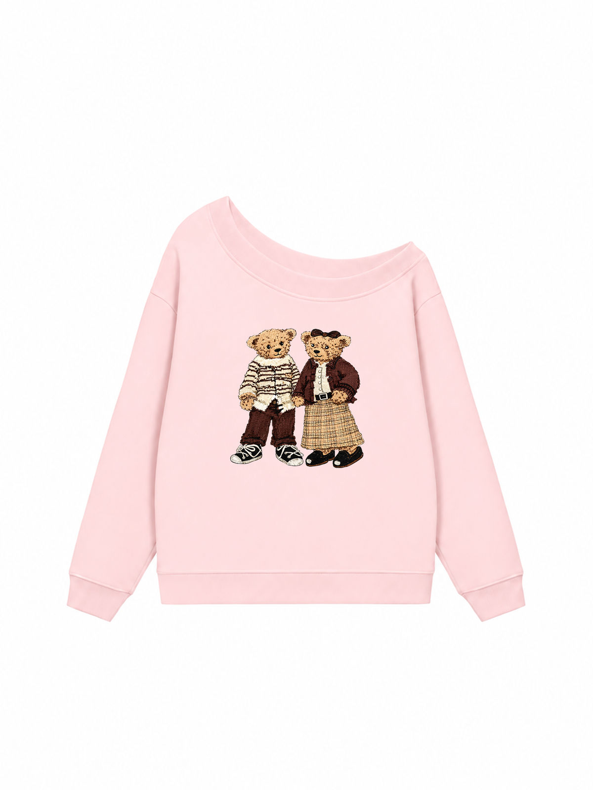 Áo Sweater Lệch Vai Nỉ Hai Da  Couple Bear