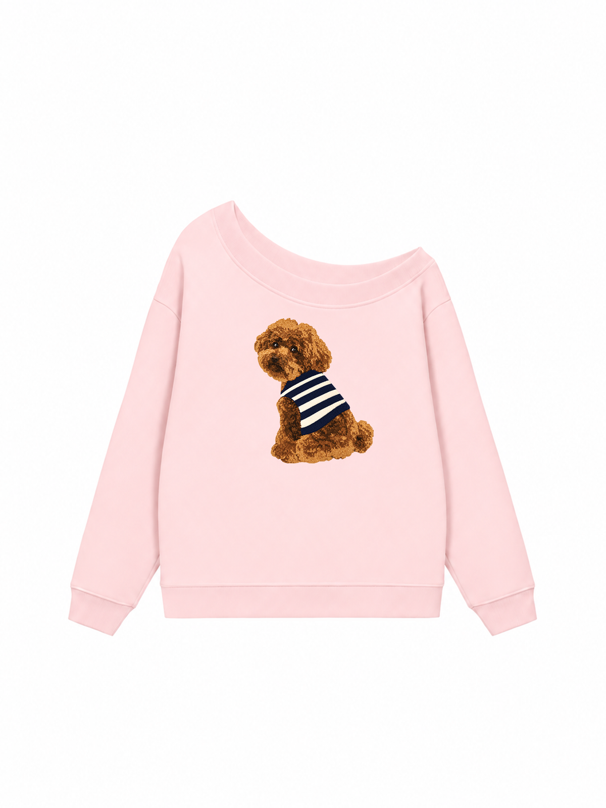 Áo Sweater Lệch Vai Nỉ Hai Da Blush Fawn