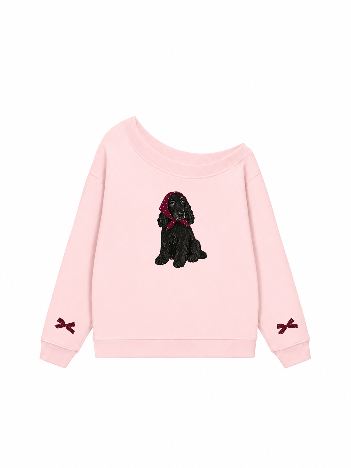 Áo Sweater Lệch Vai Nỉ Hai Da  Burgundy Badana Puppy