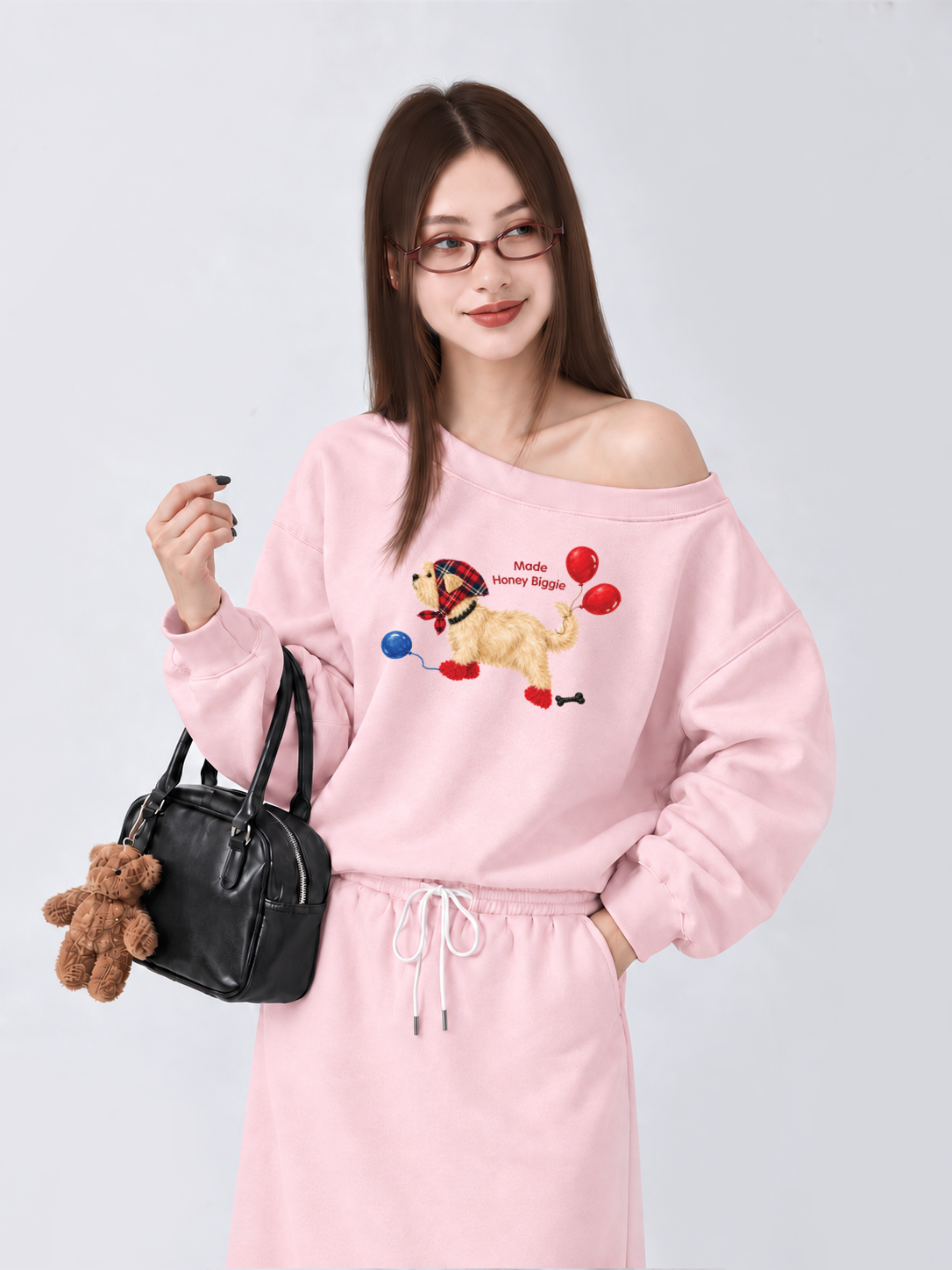 Áo Sweater Lệch Vai Nỉ Hai Da Made Honey Biggie