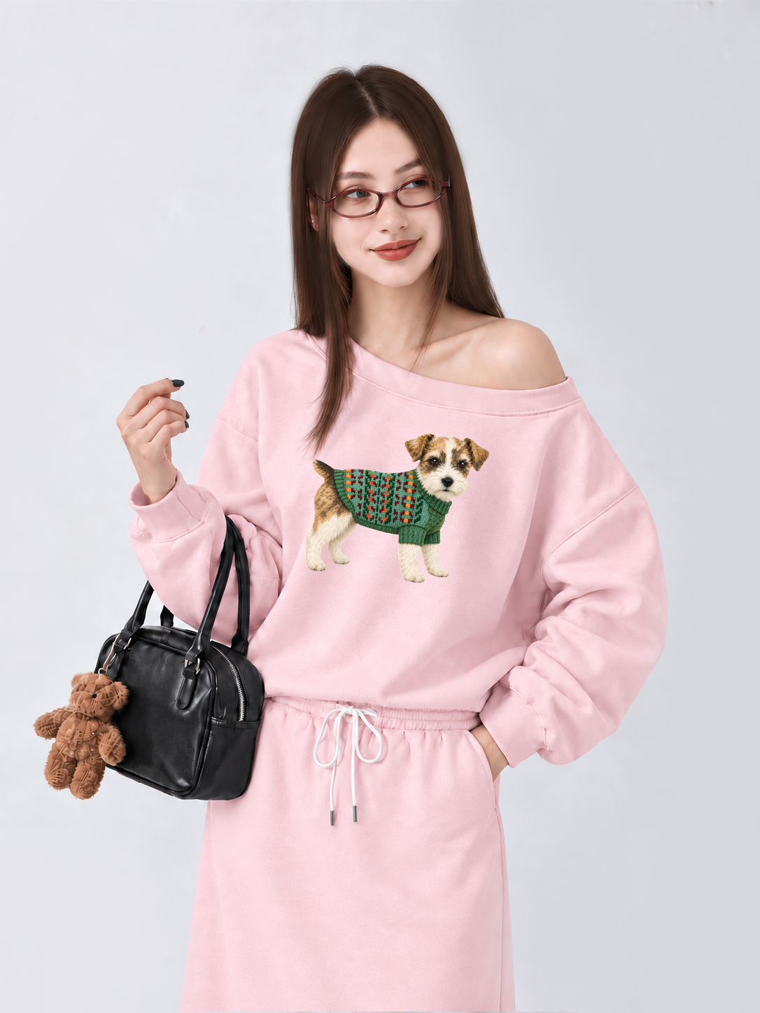 Áo Sweater Lệch Vai Nỉ Hai Da Little Buddy