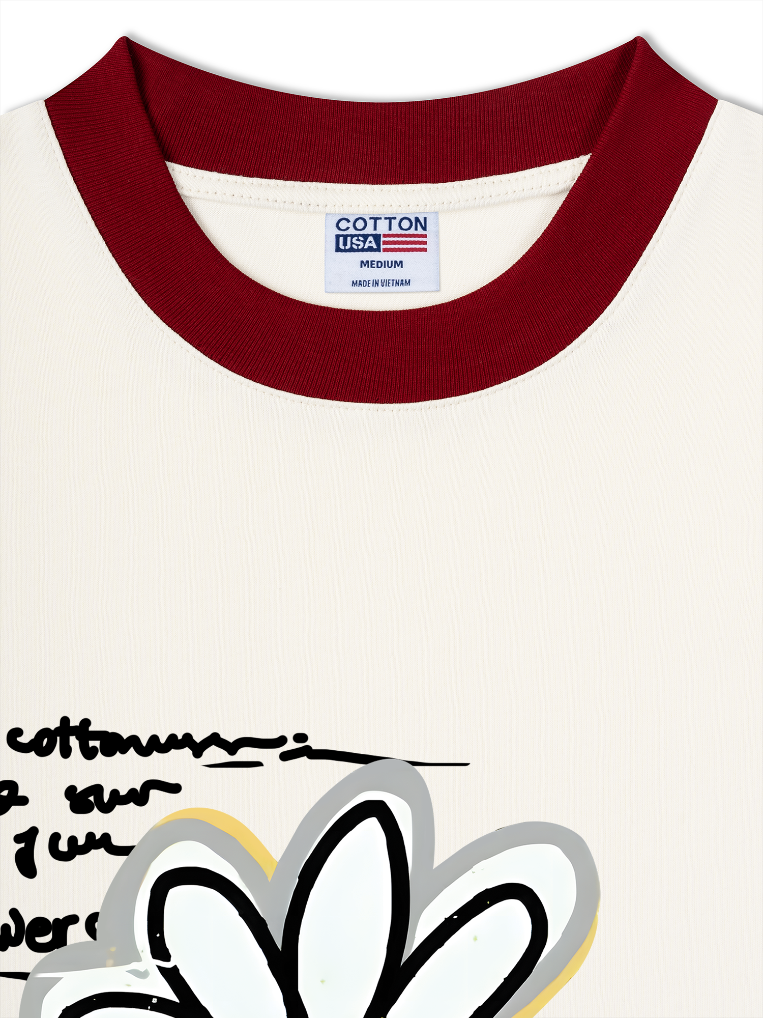 Áo Thun Ringer Relaxed Fit Cotton Usa Daisy Flower