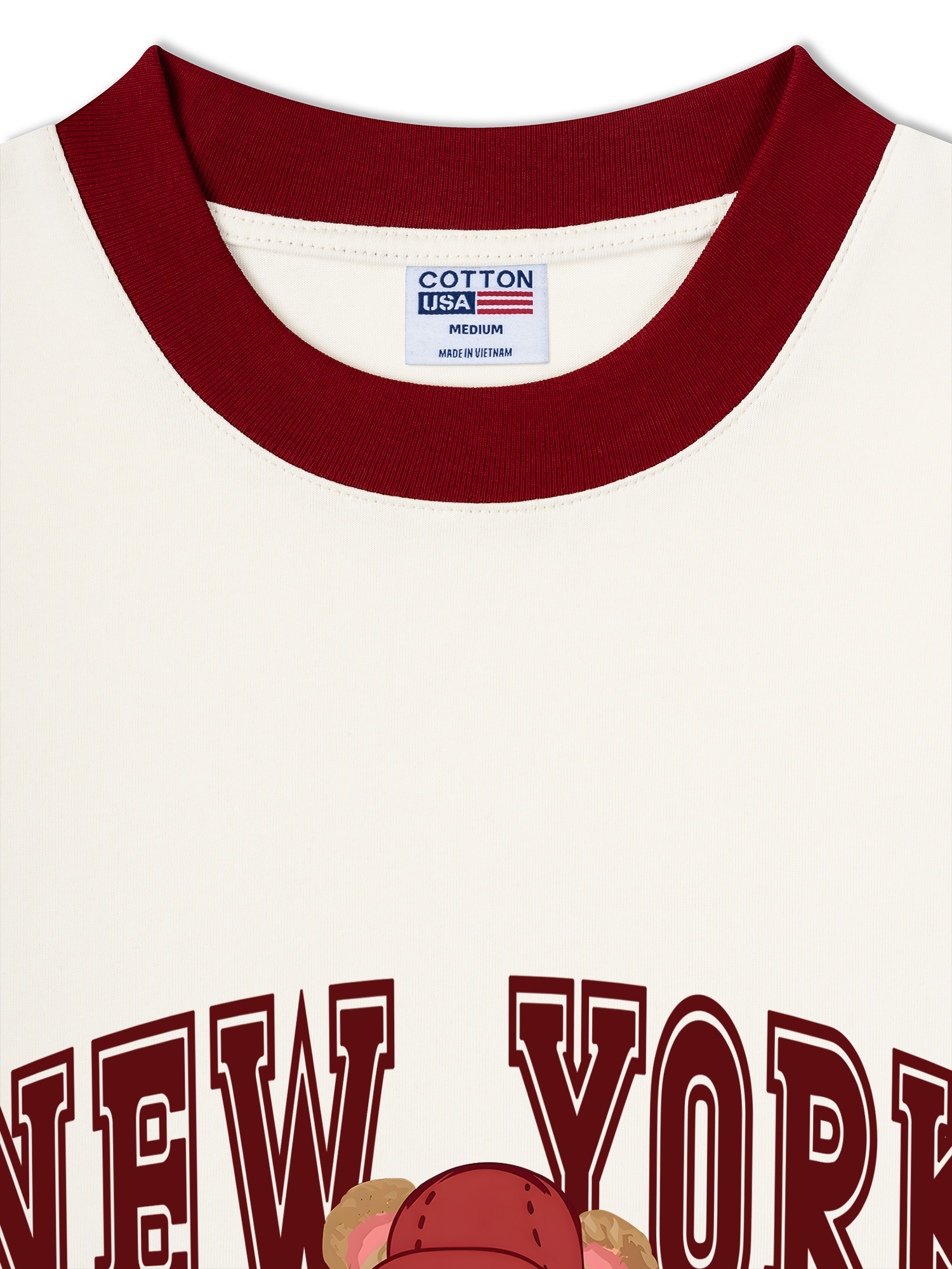 Áo Thun Ringer Relaxed Fit City New York Red Bear