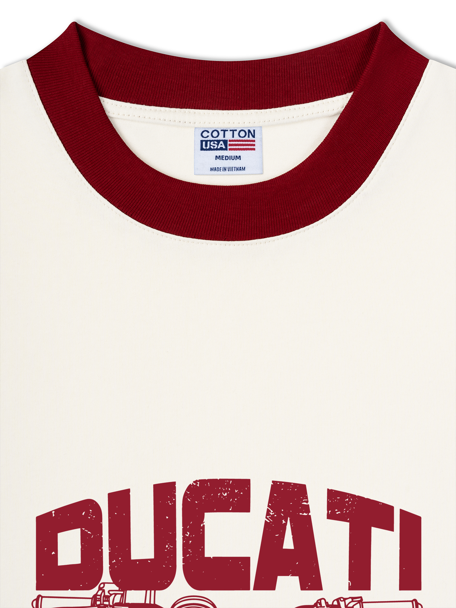 Áo Thun Ringer Cotton Cao Cấp Relaxed Fit Ducati Vintage