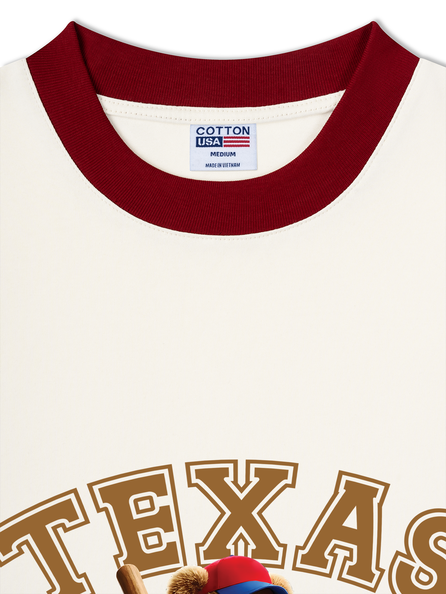 Áo Thun Ringer Relaxed Fit Baseball Texas Teddy Fan Club