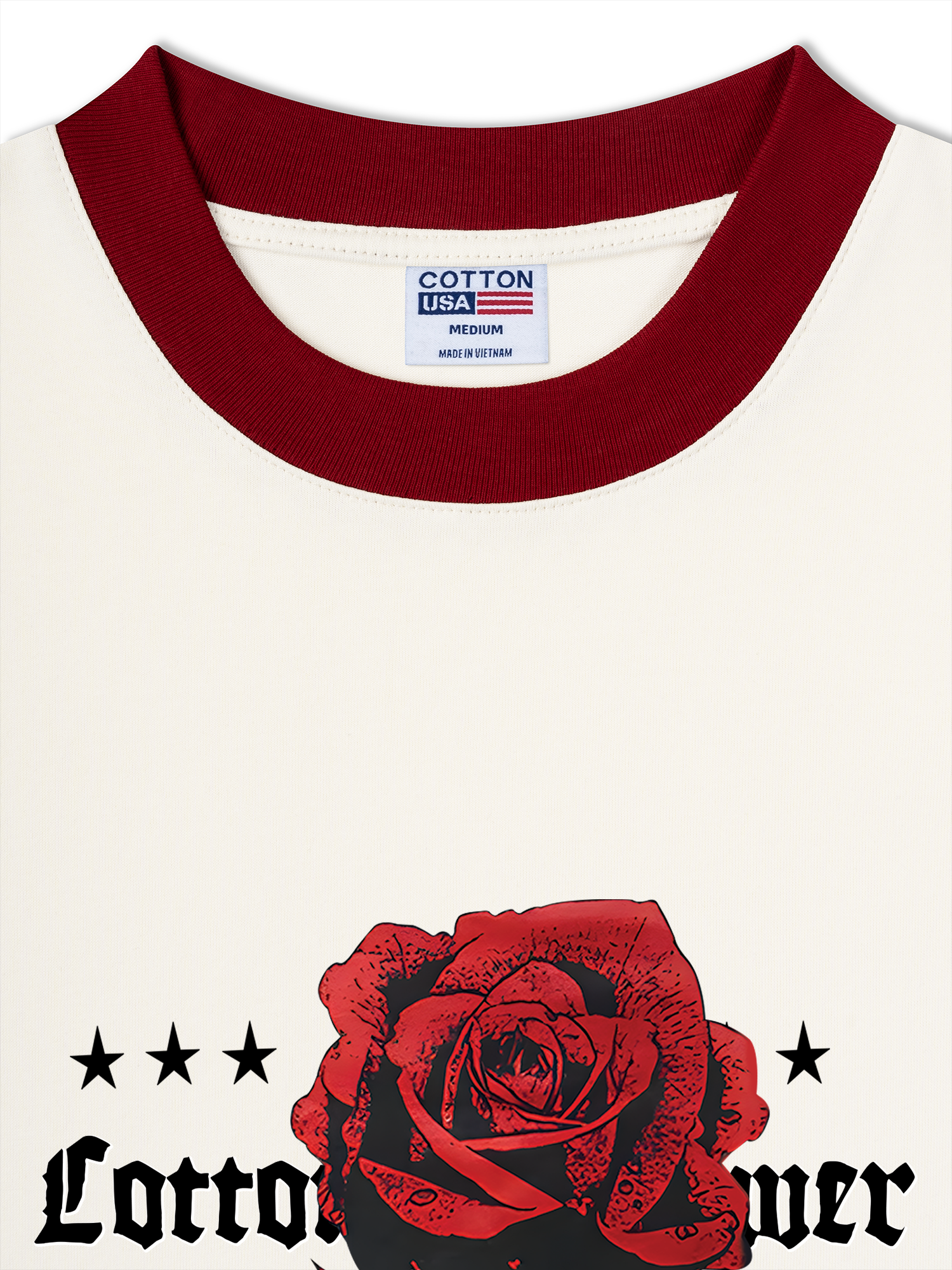 Áo Thun Ringer Relaxed Fit Floral Rose Flower