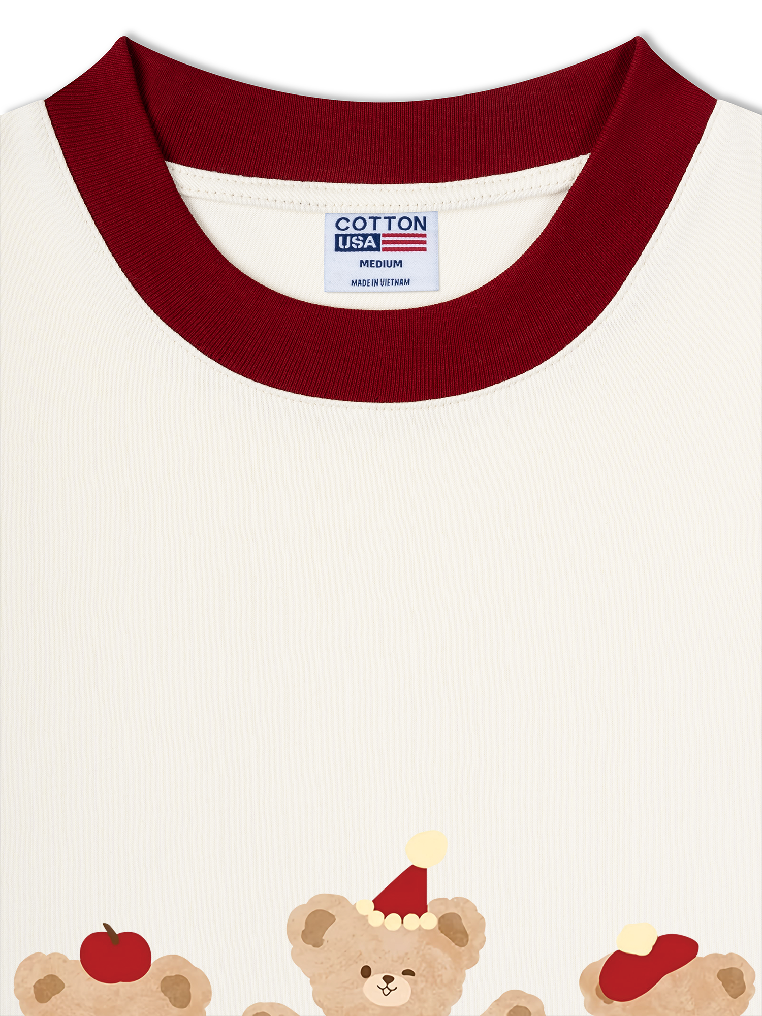 Áo Thun Ringer Relaxed Fit Cute Bear