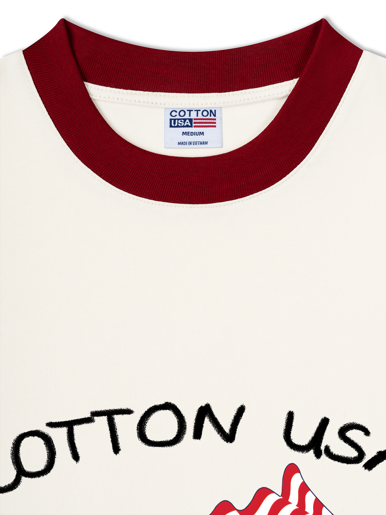 Áo Thun Ringer Relaxed Fit USA Floral Cotton Usa