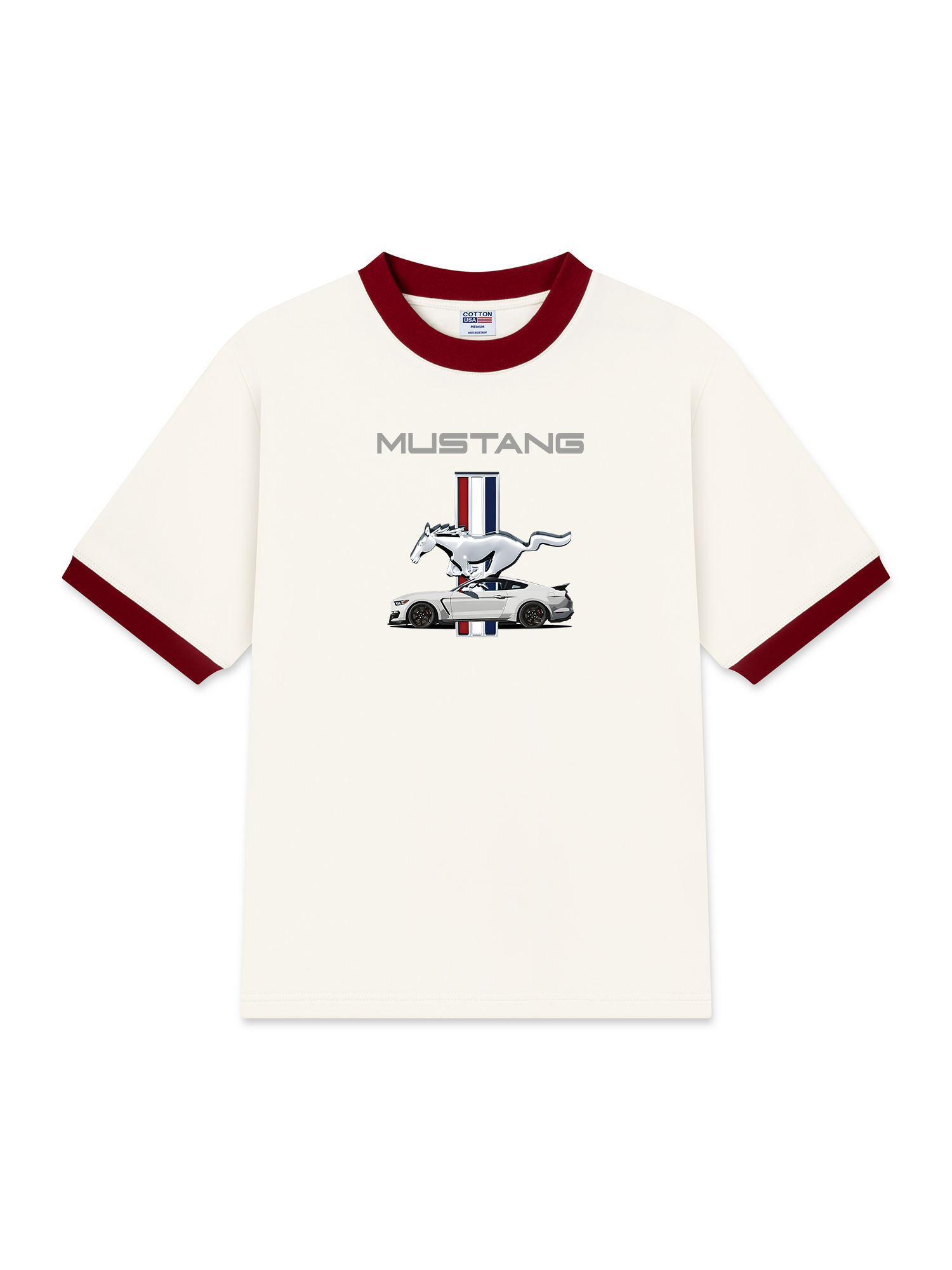 Áo Thun Ringer Relaxed Fit Mustang Silver Logo