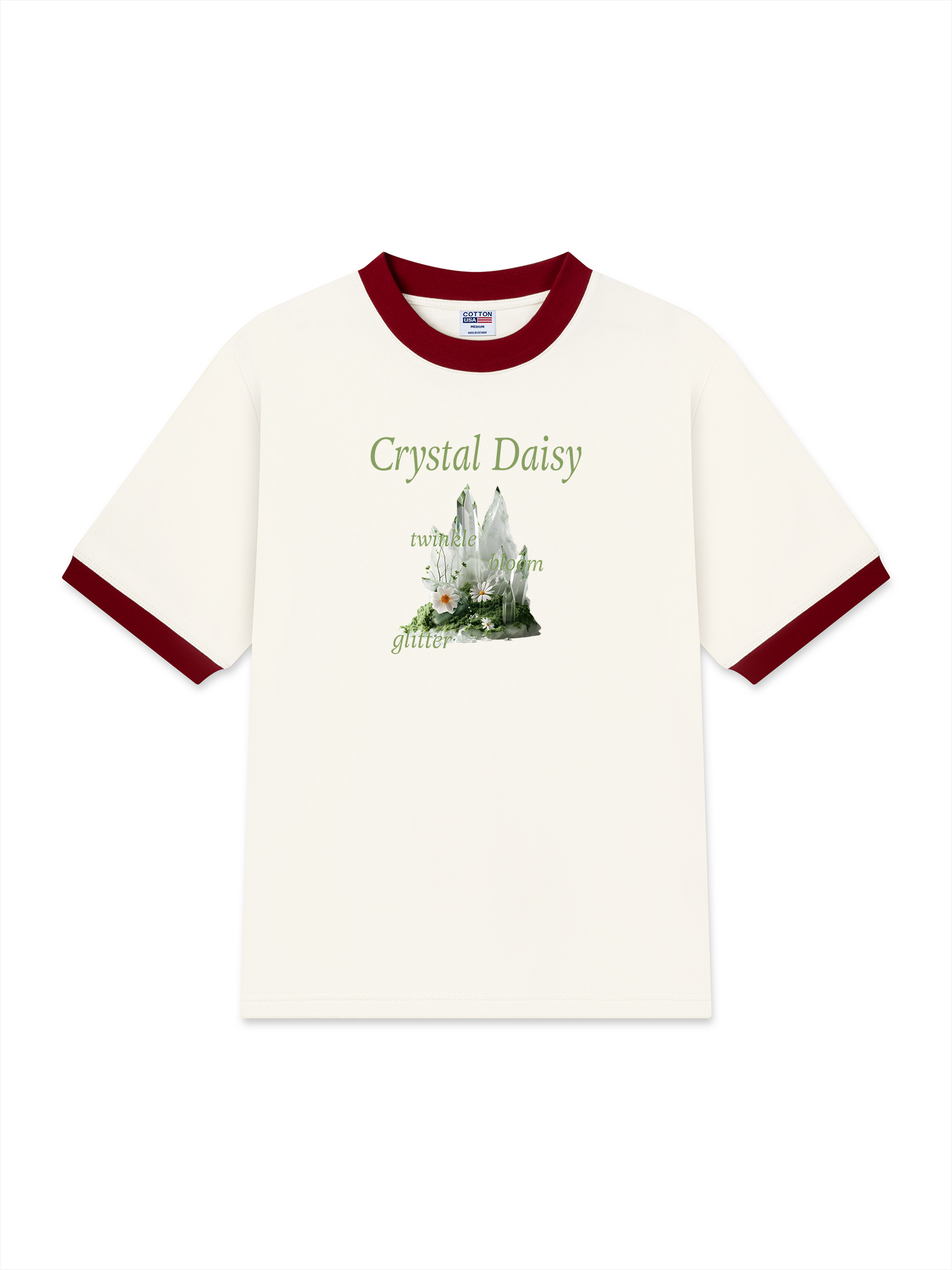 Áo Thun Ringer Relaxed Fit Floral Crytsal Daisy