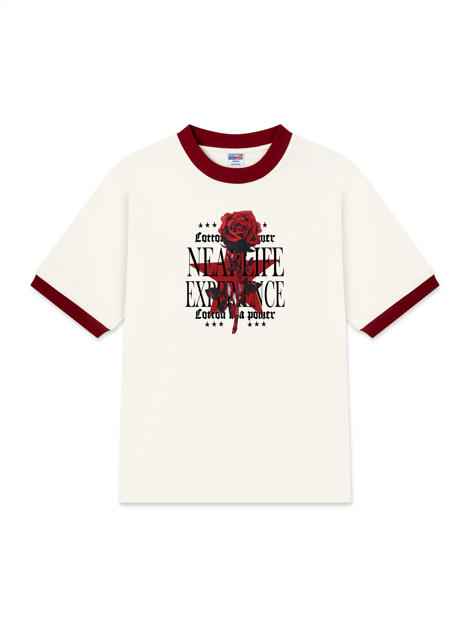 Áo Thun Ringer Relaxed Fit Floral Rose Flower