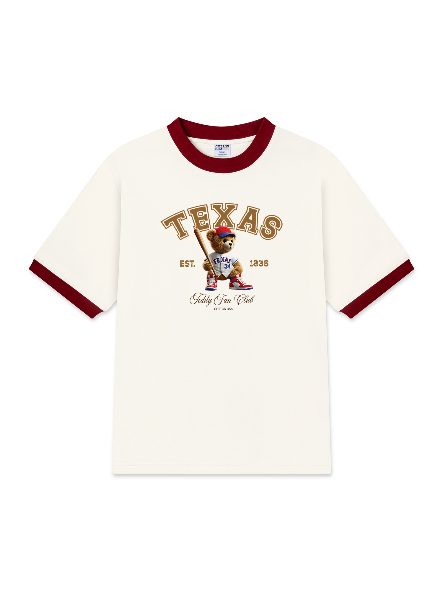Áo Thun Ringer Relaxed Fit Baseball Texas Teddy Fan Club
