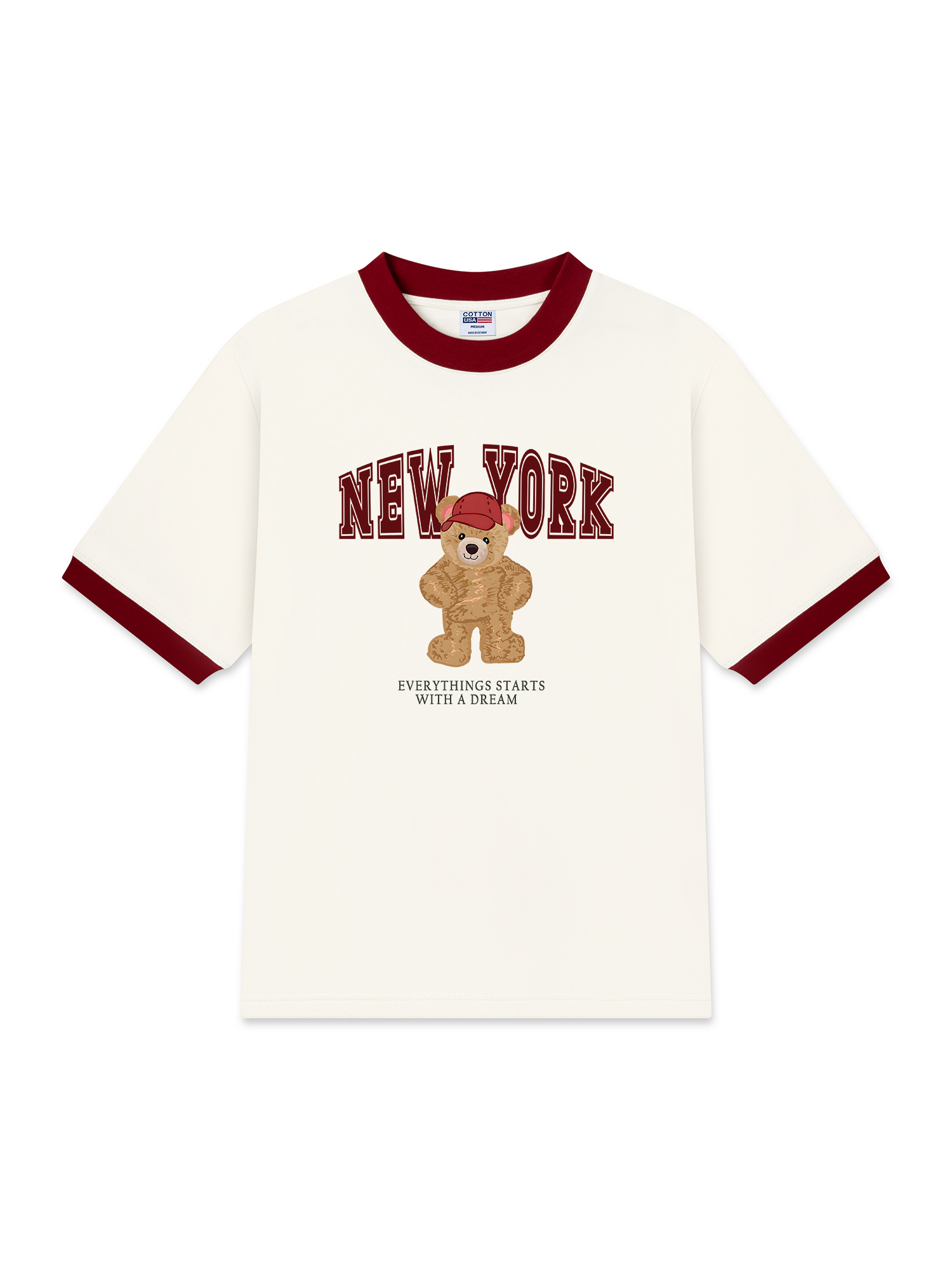 Áo Thun Ringer Relaxed Fit City New York Red Bear