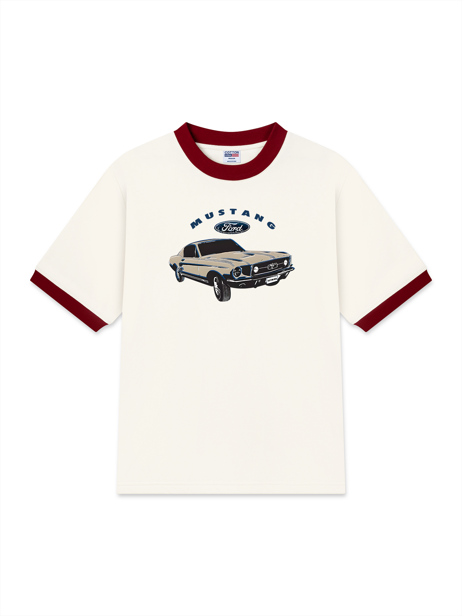 Áo Thun Ringer Relaxed Fit Mustang Ford Retro 90s